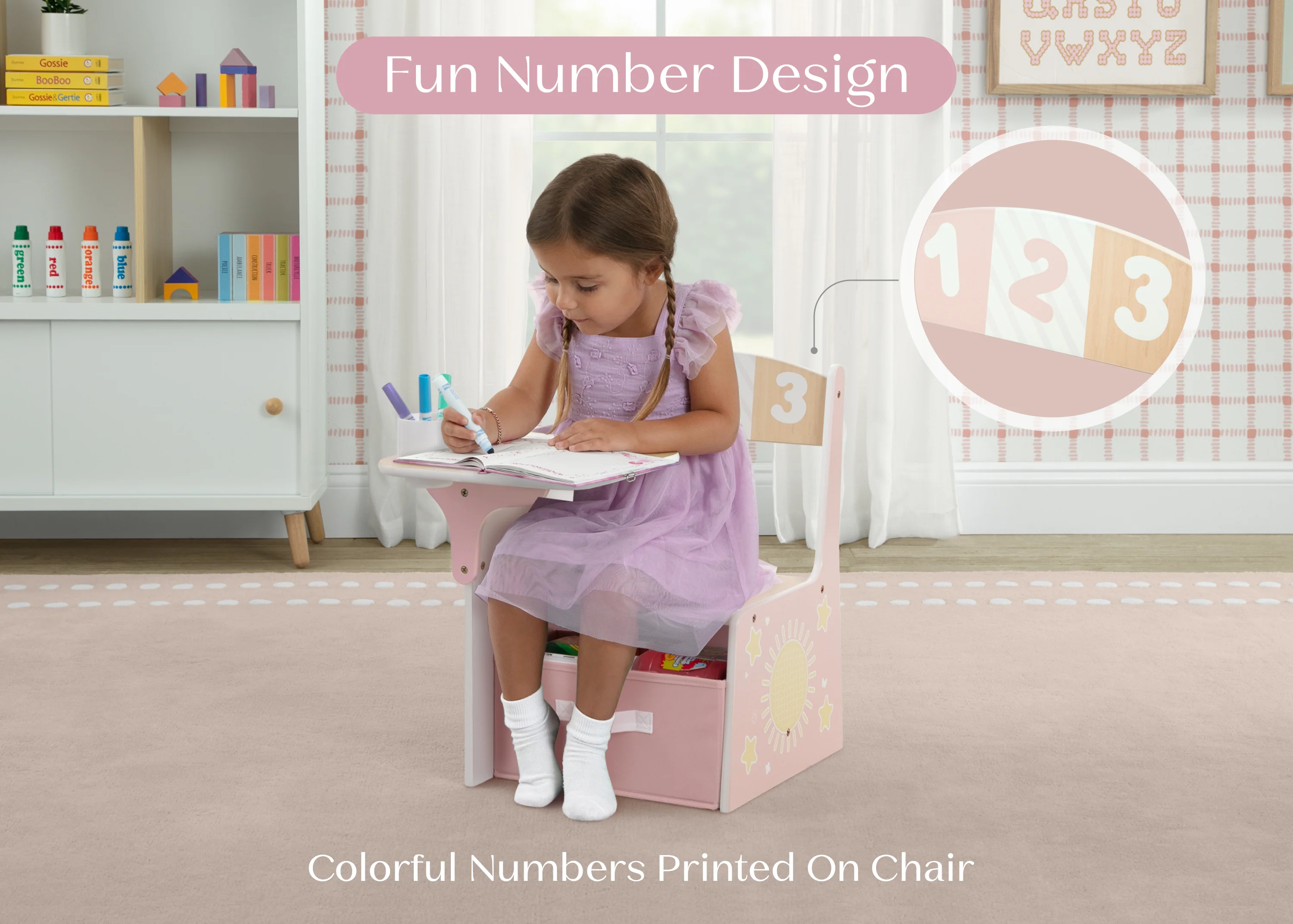 123 Numbers Chair Desk with Storage Bin - Image 2