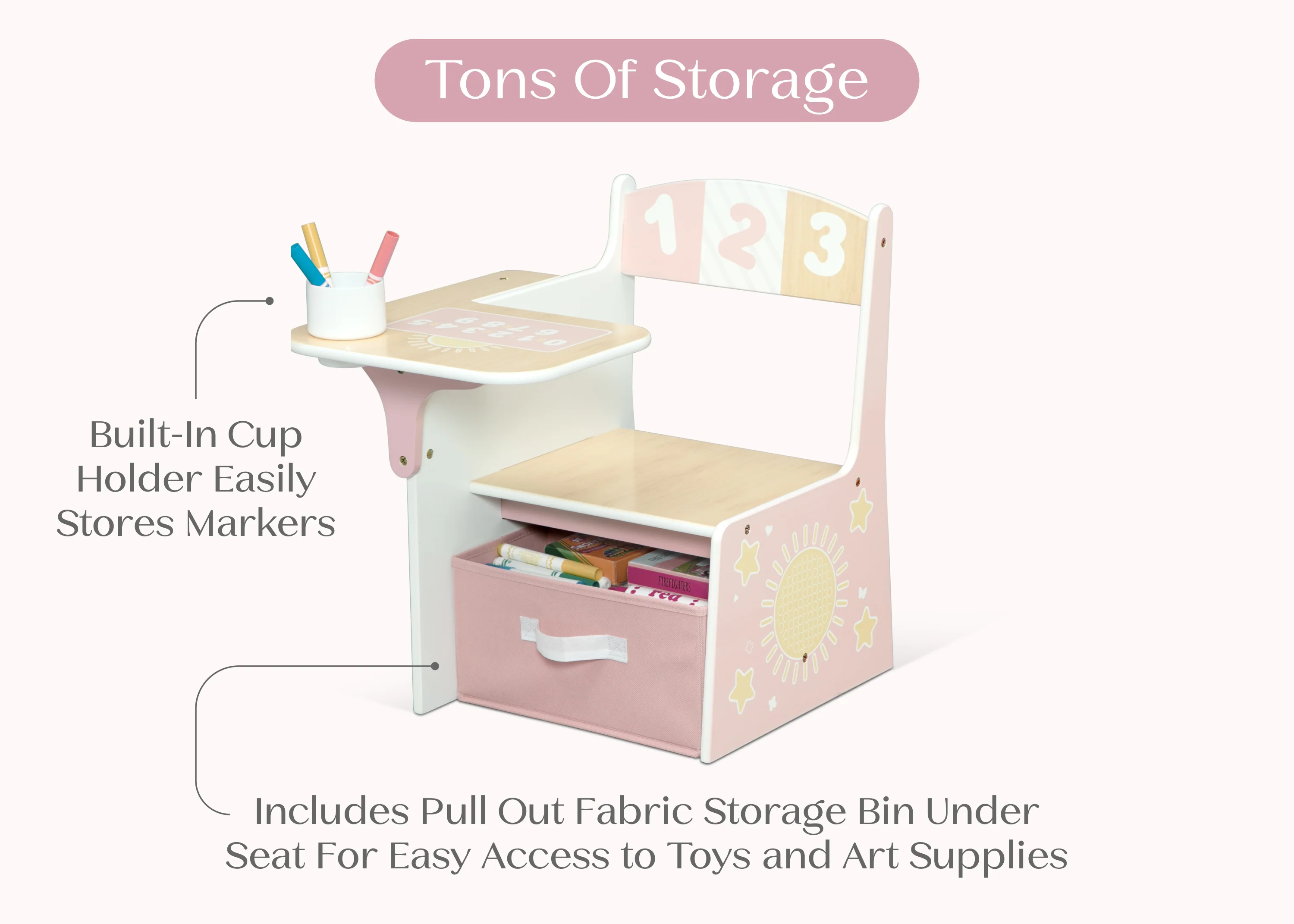 123 Numbers Chair Desk with Storage Bin - Image 3