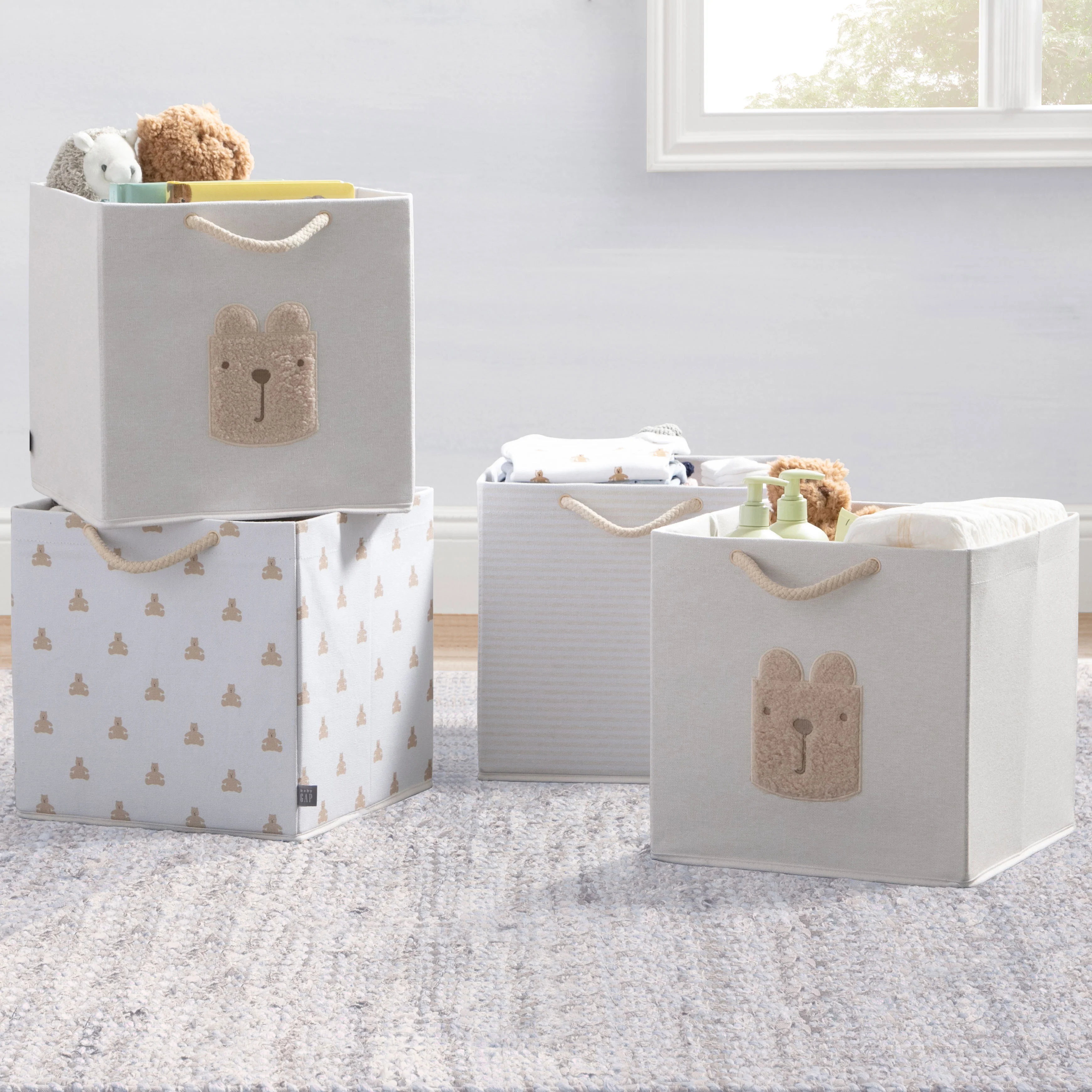 babyGap 4-Pack Brannan Bear Fabric Storage Bins with Handles - Image 15