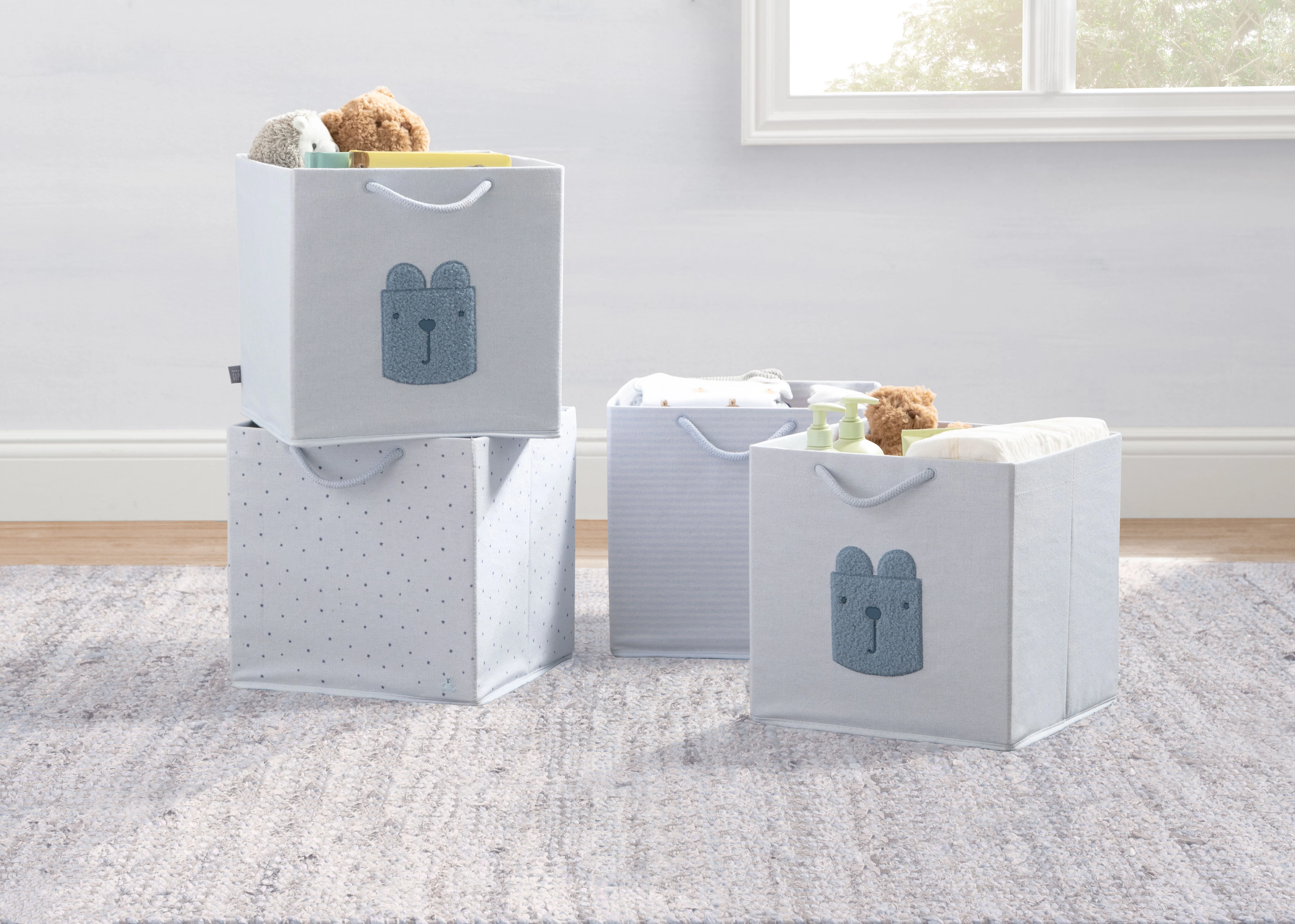 babyGap 4-Pack Brannan Bear Fabric Storage Bins with Handles - Image 4