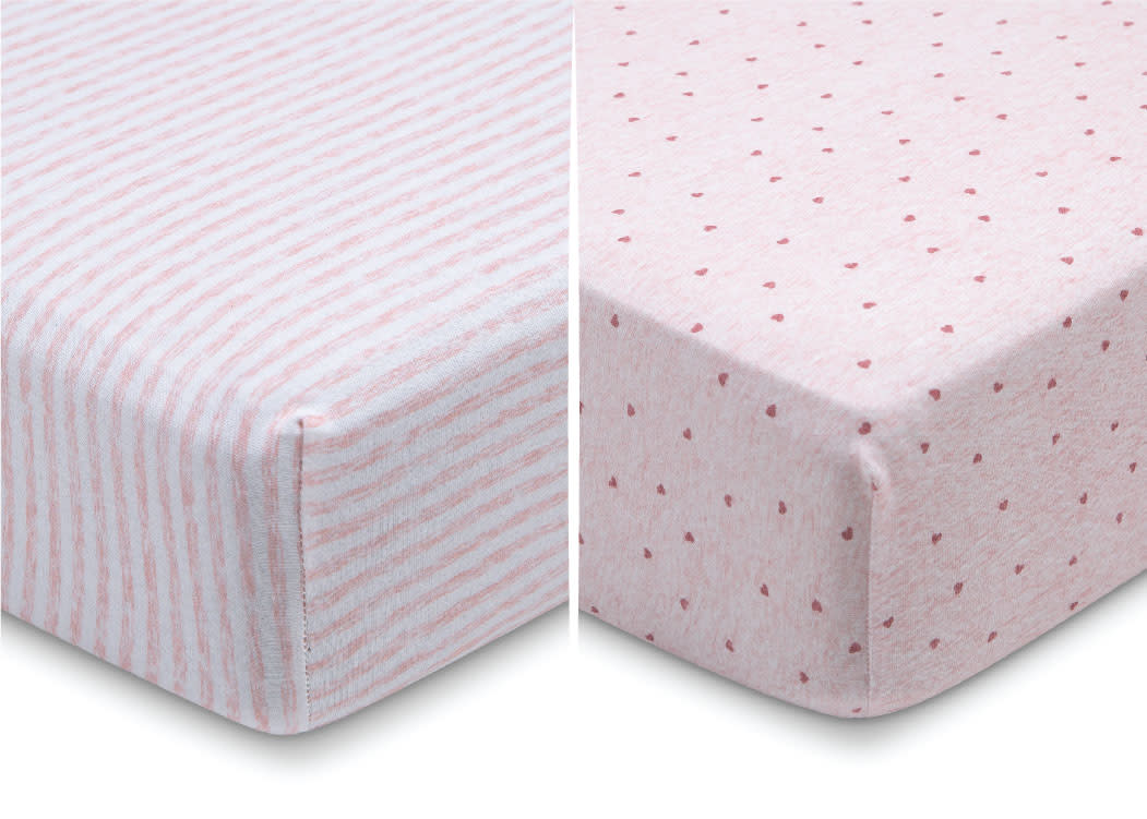 babyGap Pink Hearts & Stripes 100% Organic Cotton Crib Sheets - 2 Pack - Image 3