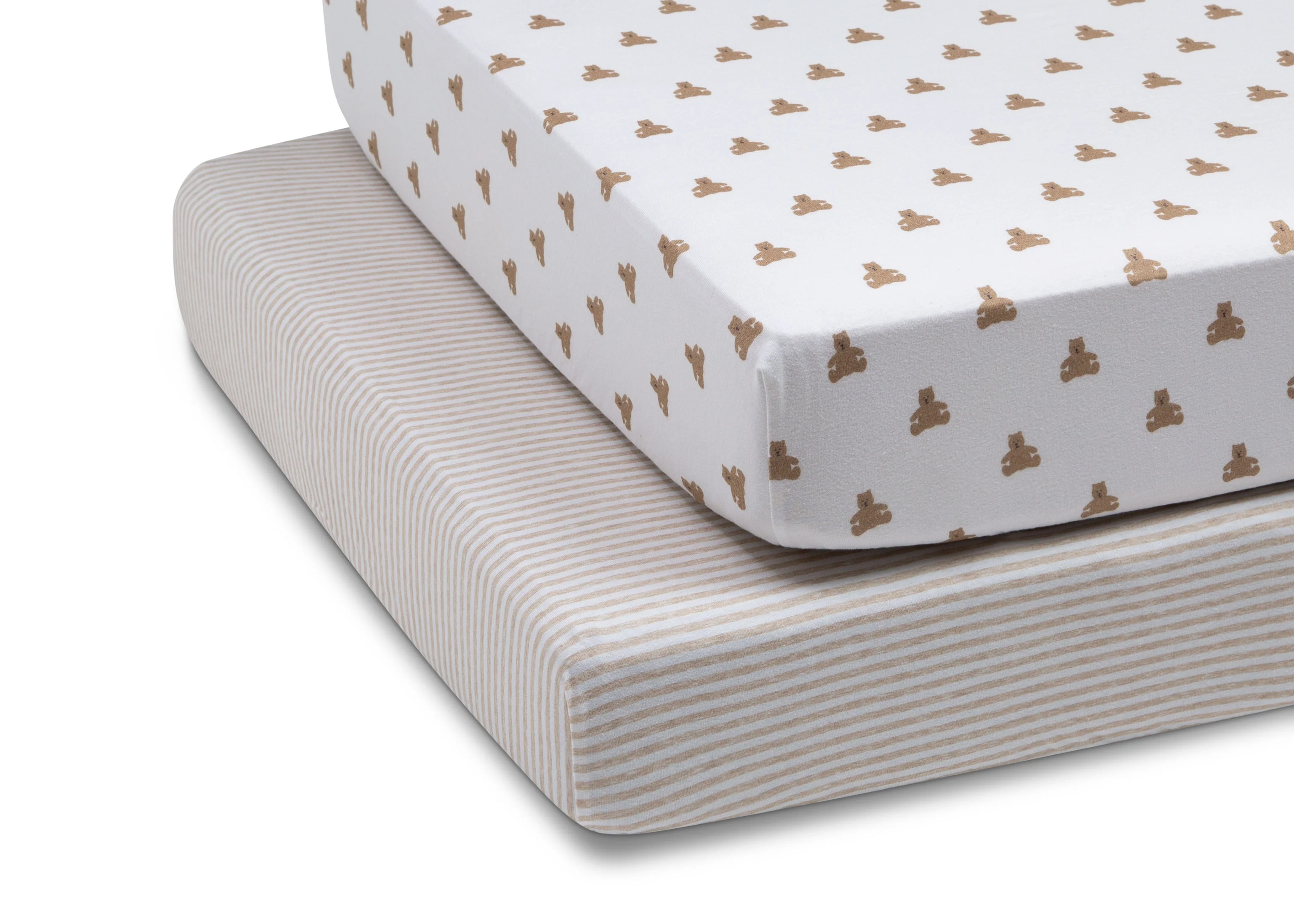 babyGap Tan Teddy Bears & Stripes 100% Organic Cotton Crib Sheets - 2 Pack - Image 5