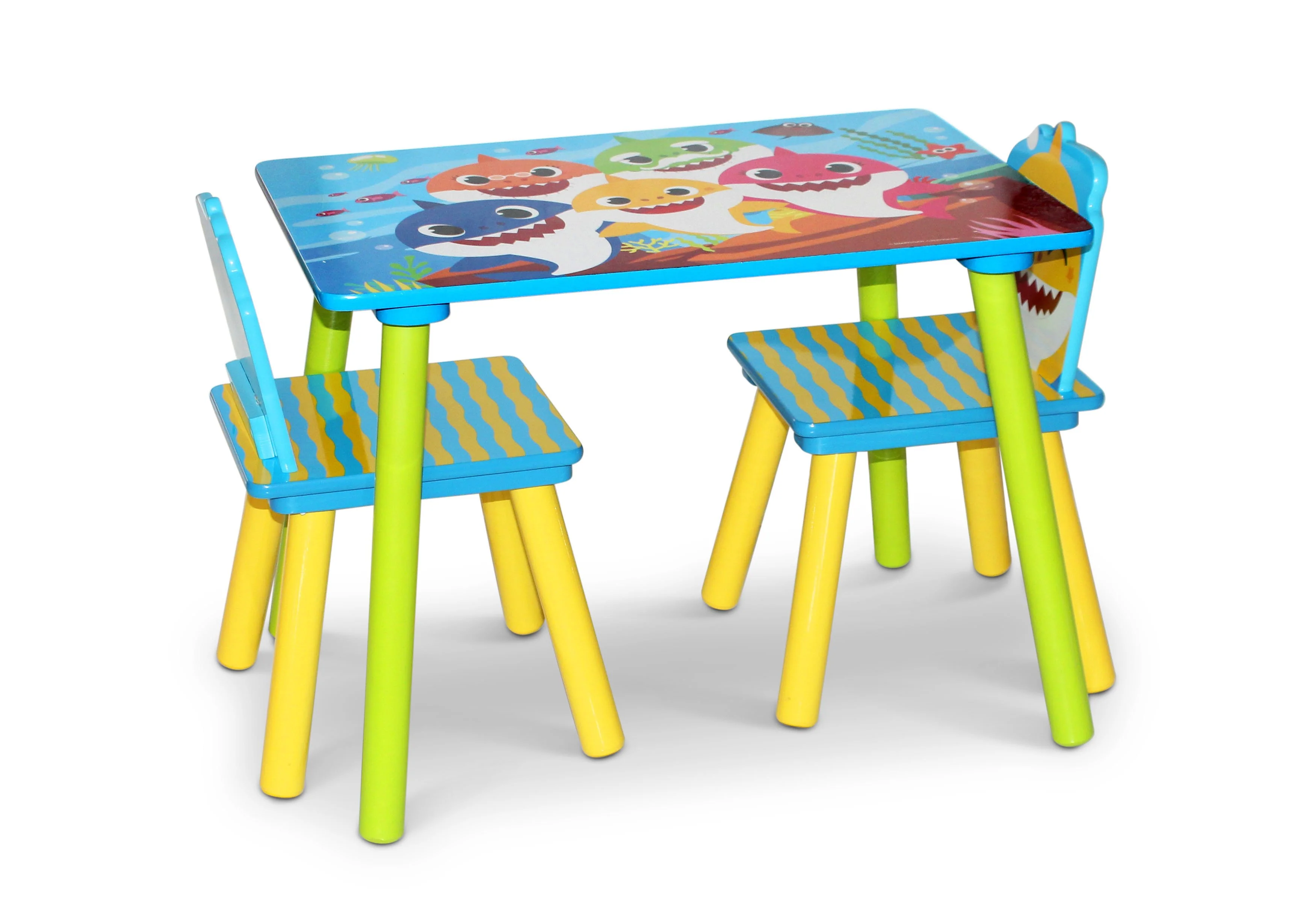 Baby Shark 4-Piece Playroom Solution  – Set Includes Table and 2 Chairs and 6-Bin Toy Organizer - Image 4