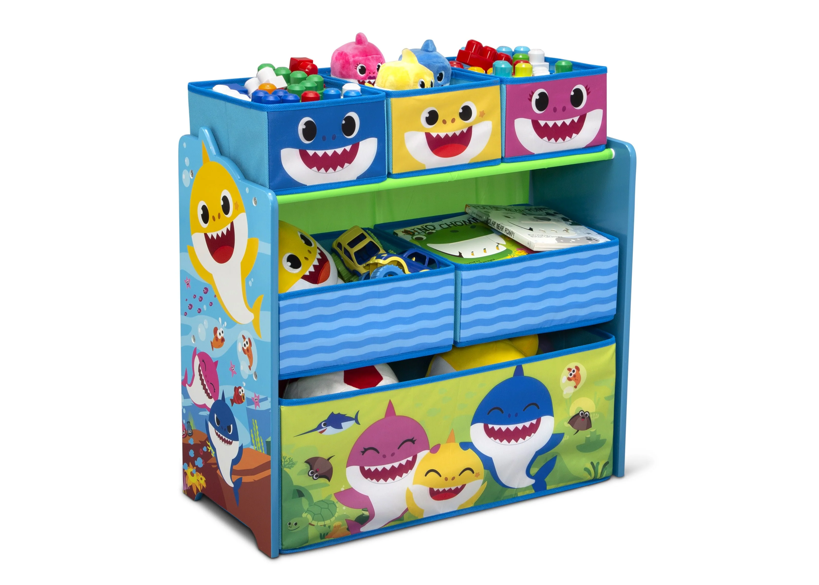 Baby Shark 4-Piece Playroom Solution  – Set Includes Table and 2 Chairs and 6-Bin Toy Organizer - Image 5