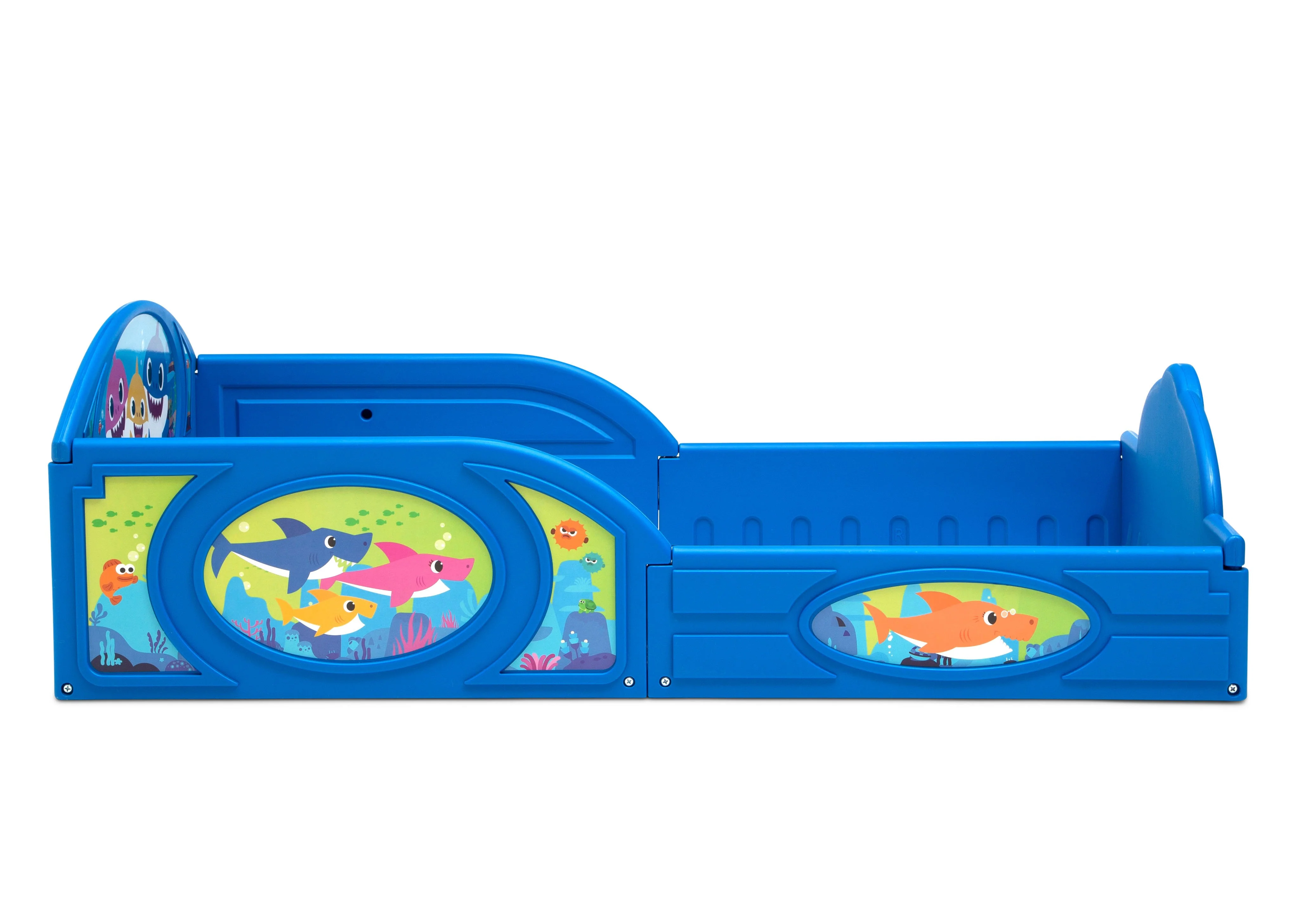 Baby Shark Plastic Sleep and Play Toddler Bed with Attached Guardrails - Image 4