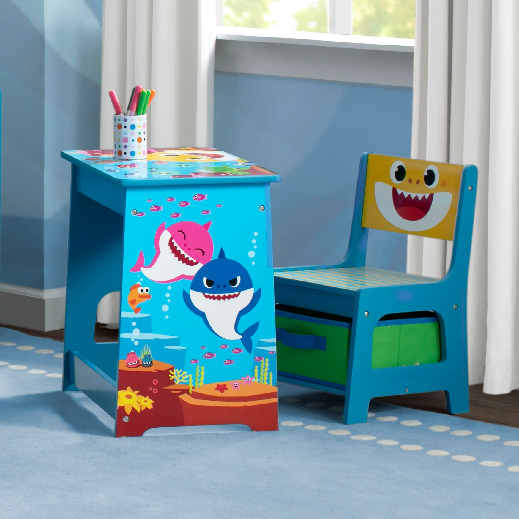 Baby Shark Wood Art Desk and Chair Set - Image 5