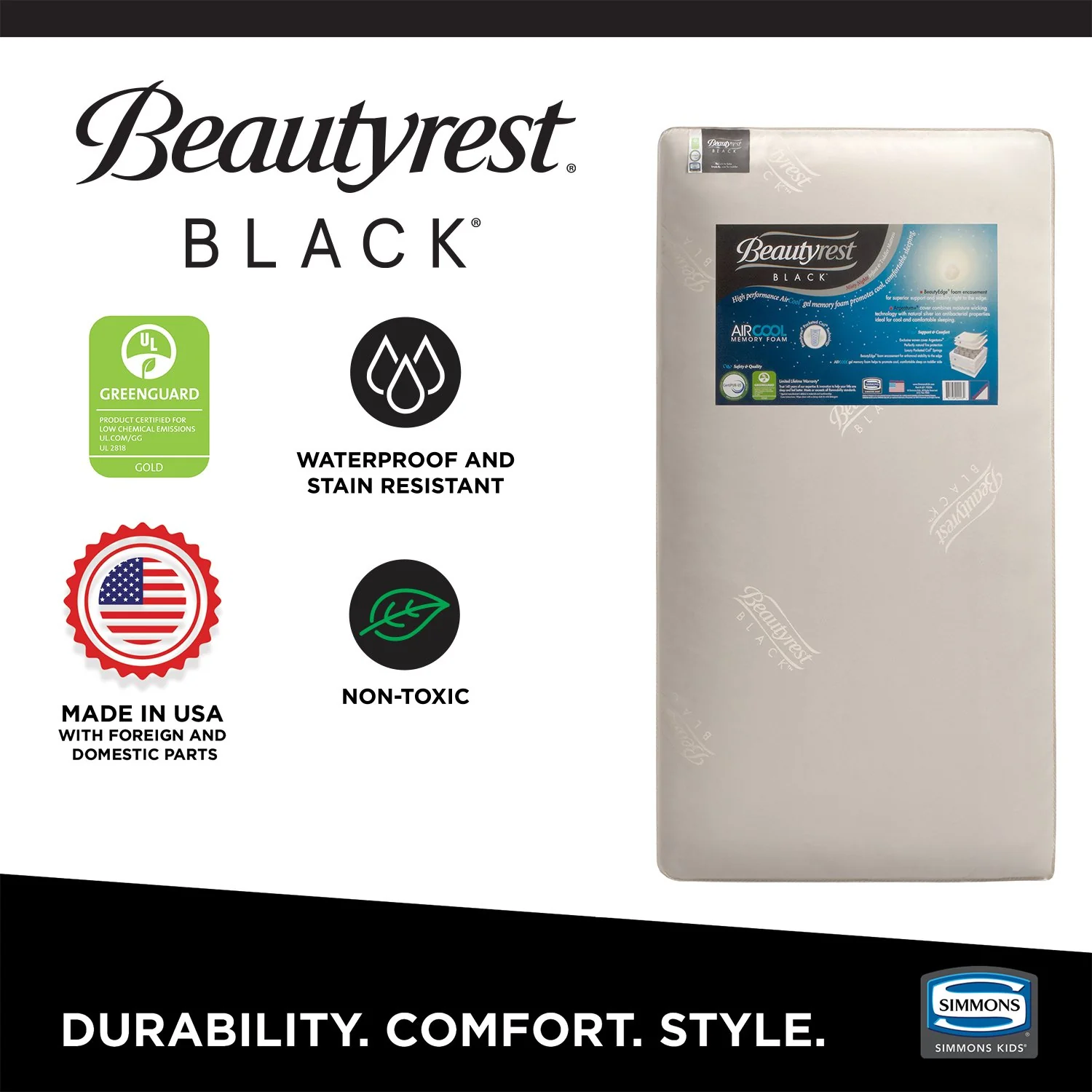 xBeautyrest Black AIRCOOL Two-Stage Crib and Toddler Mattress - Image 3