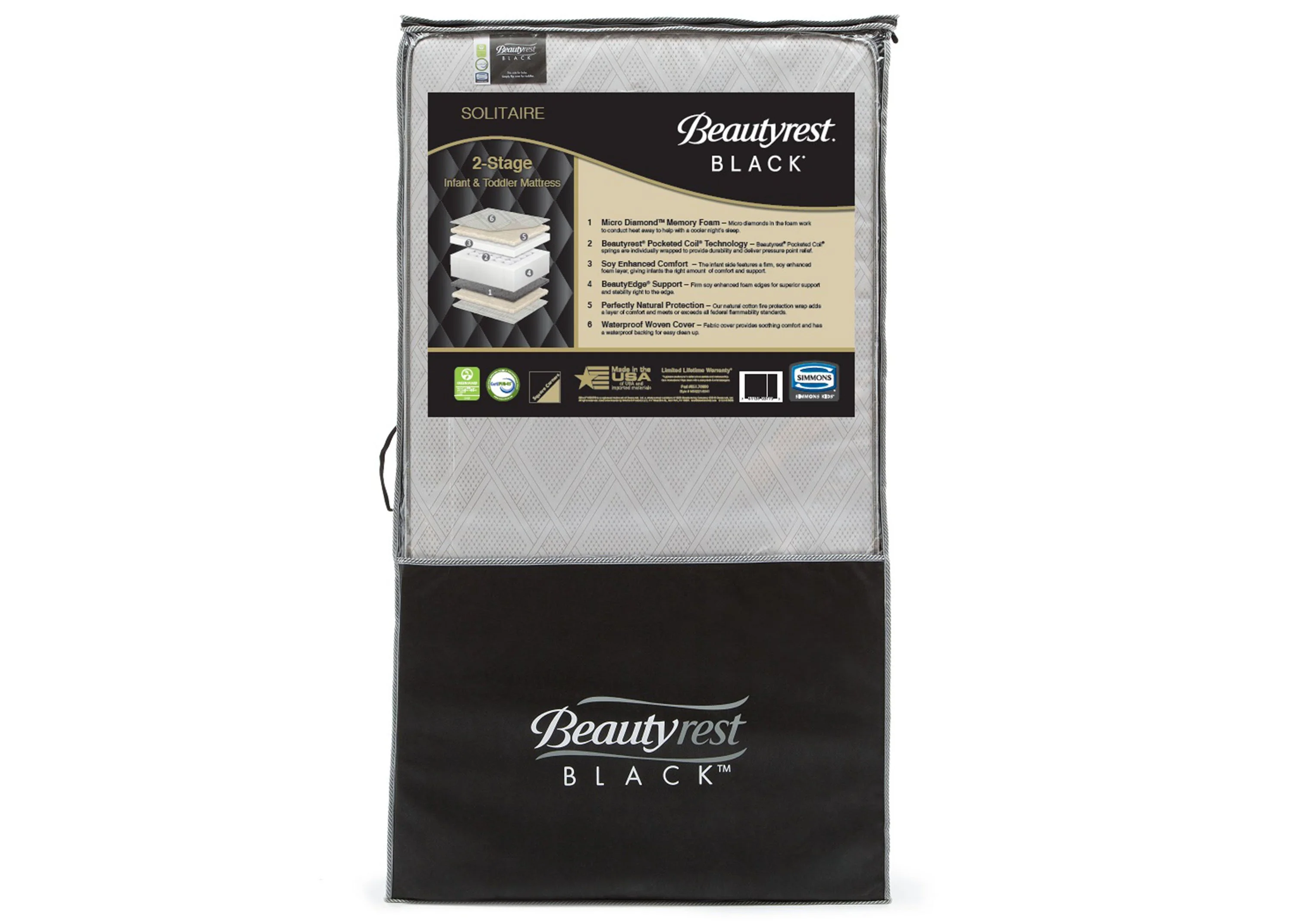 Beautyrest Black Solitaire 2-Stage Crib and Toddler Mattress - Image 3