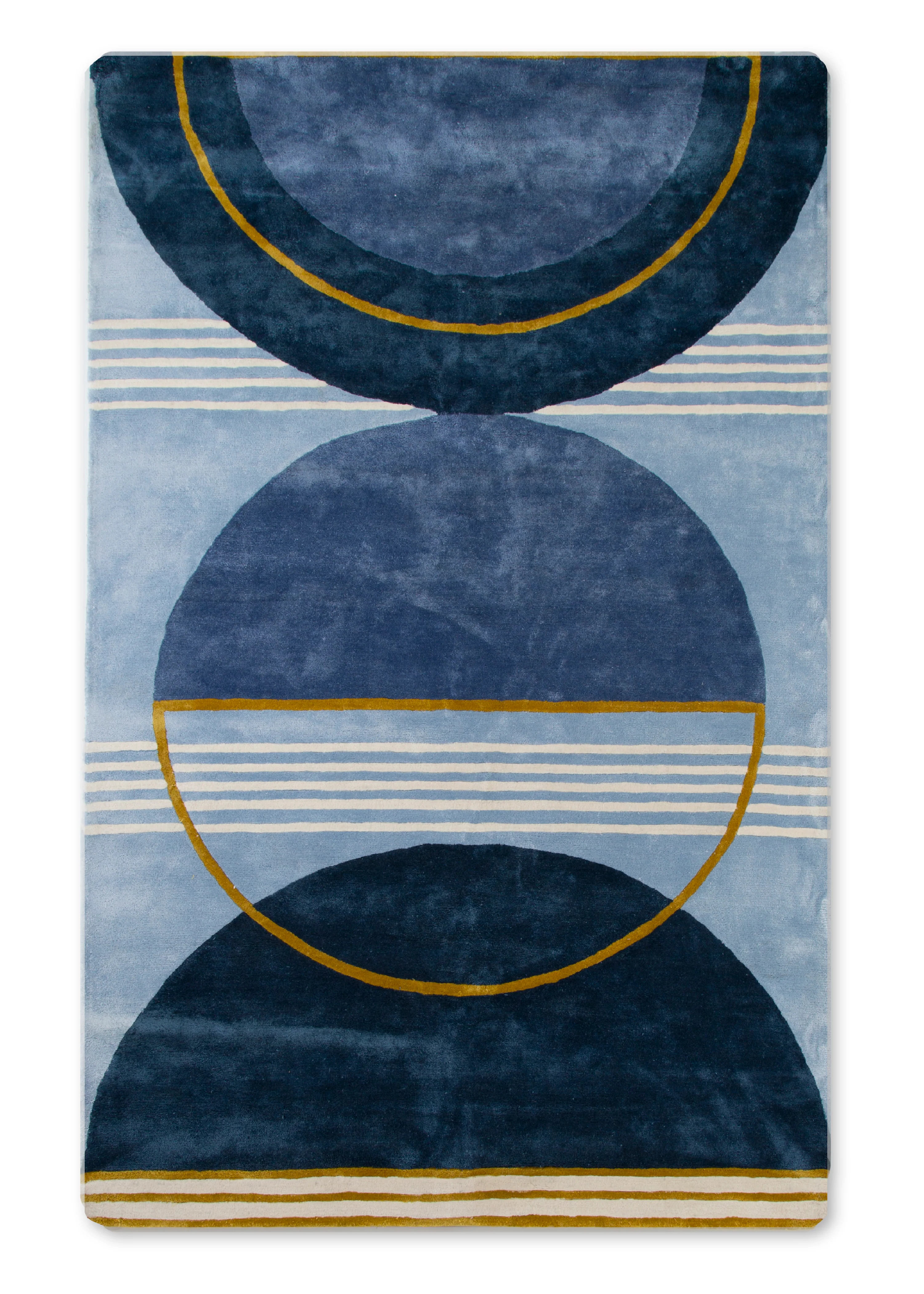Blue Abstract Hand-Tufted Area Rug 5x8 - Image 3