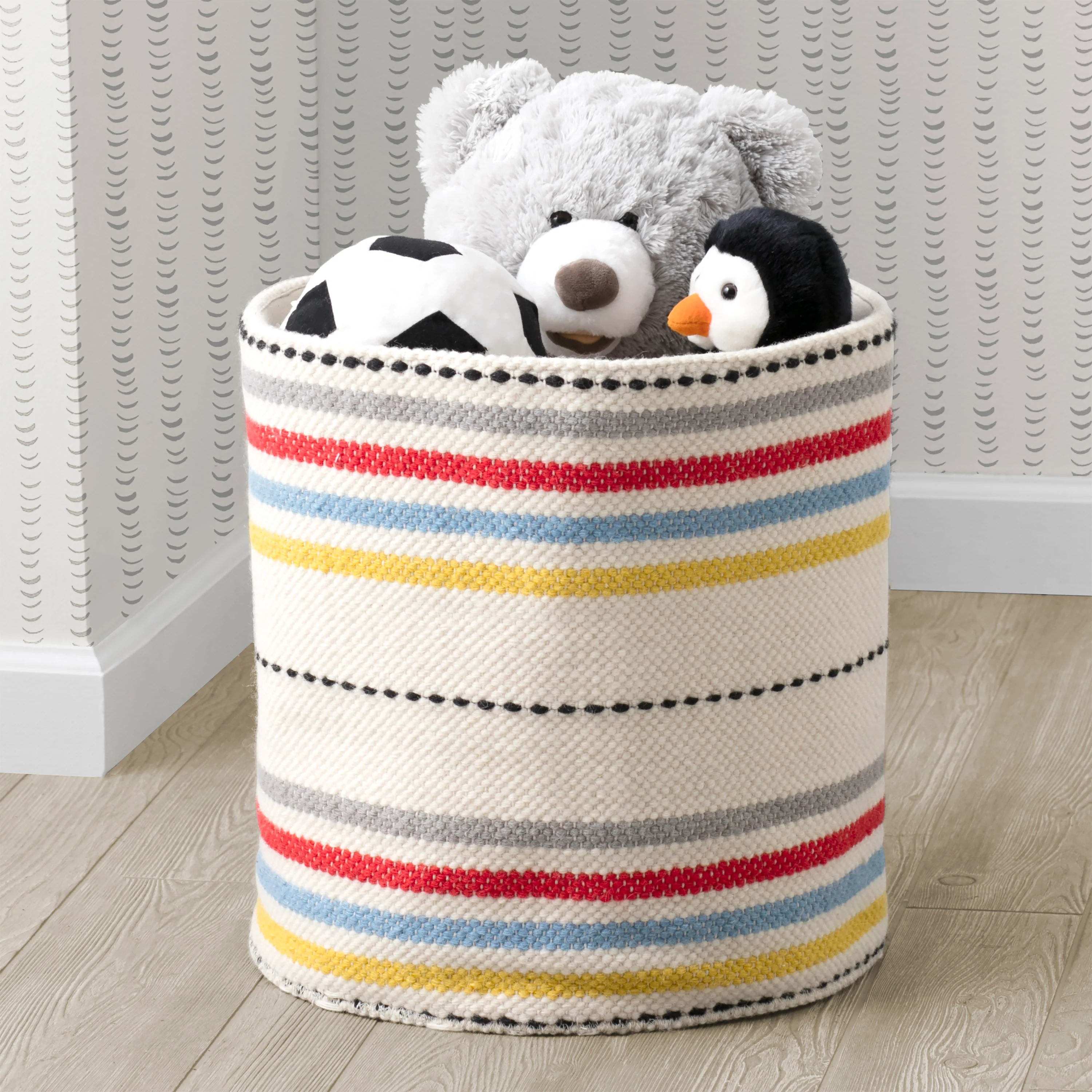 Bright Stripes Handwoven Basket - Image 3