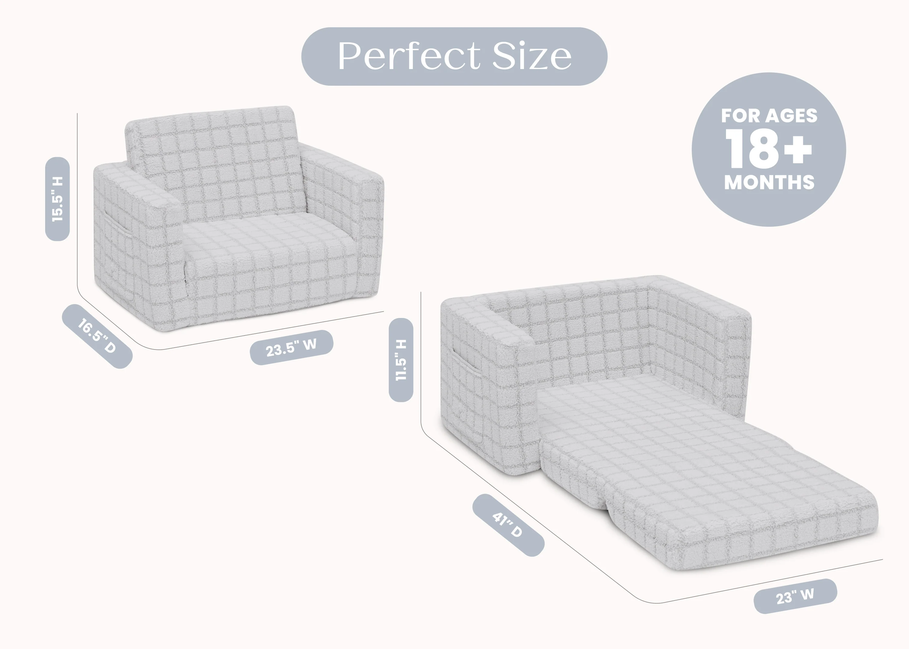 Checkered Cozee Flip-Out 2-in-1 Convertible Chair to Lounger - Image 21
