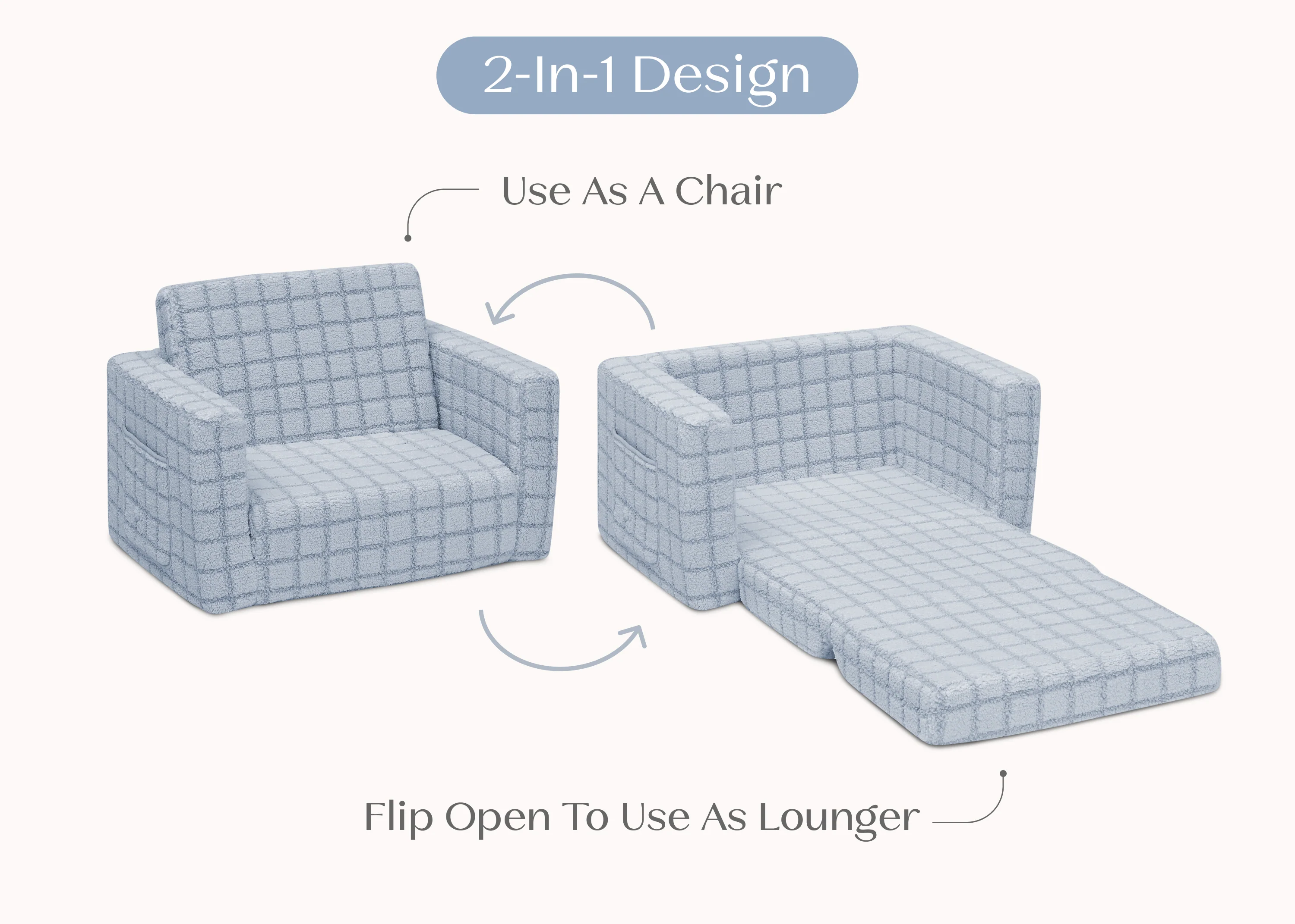 Checkered Cozee Flip-Out 2-in-1 Convertible Chair to Lounger - Image 3