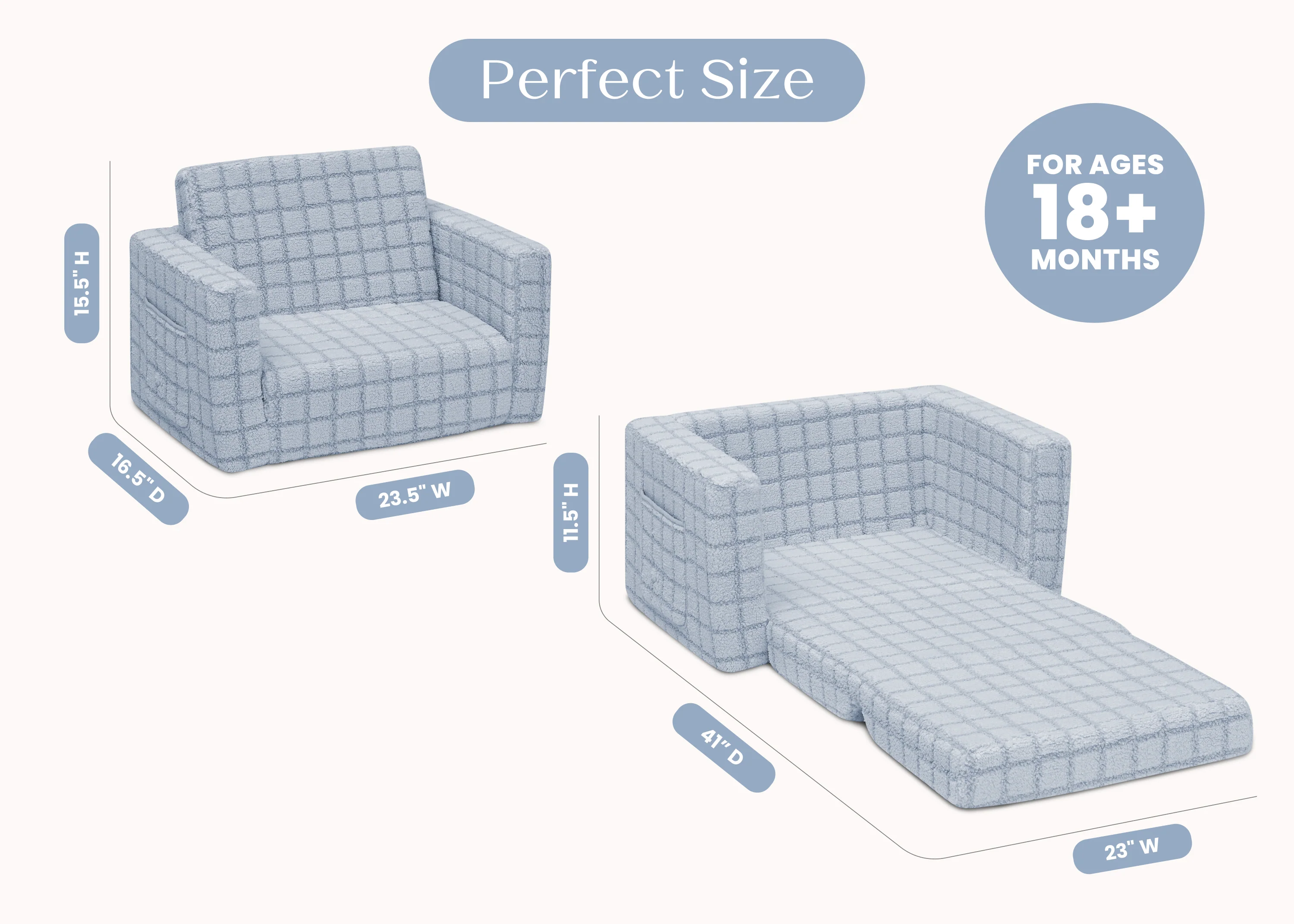 Checkered Cozee Flip-Out 2-in-1 Convertible Chair to Lounger - Image 5