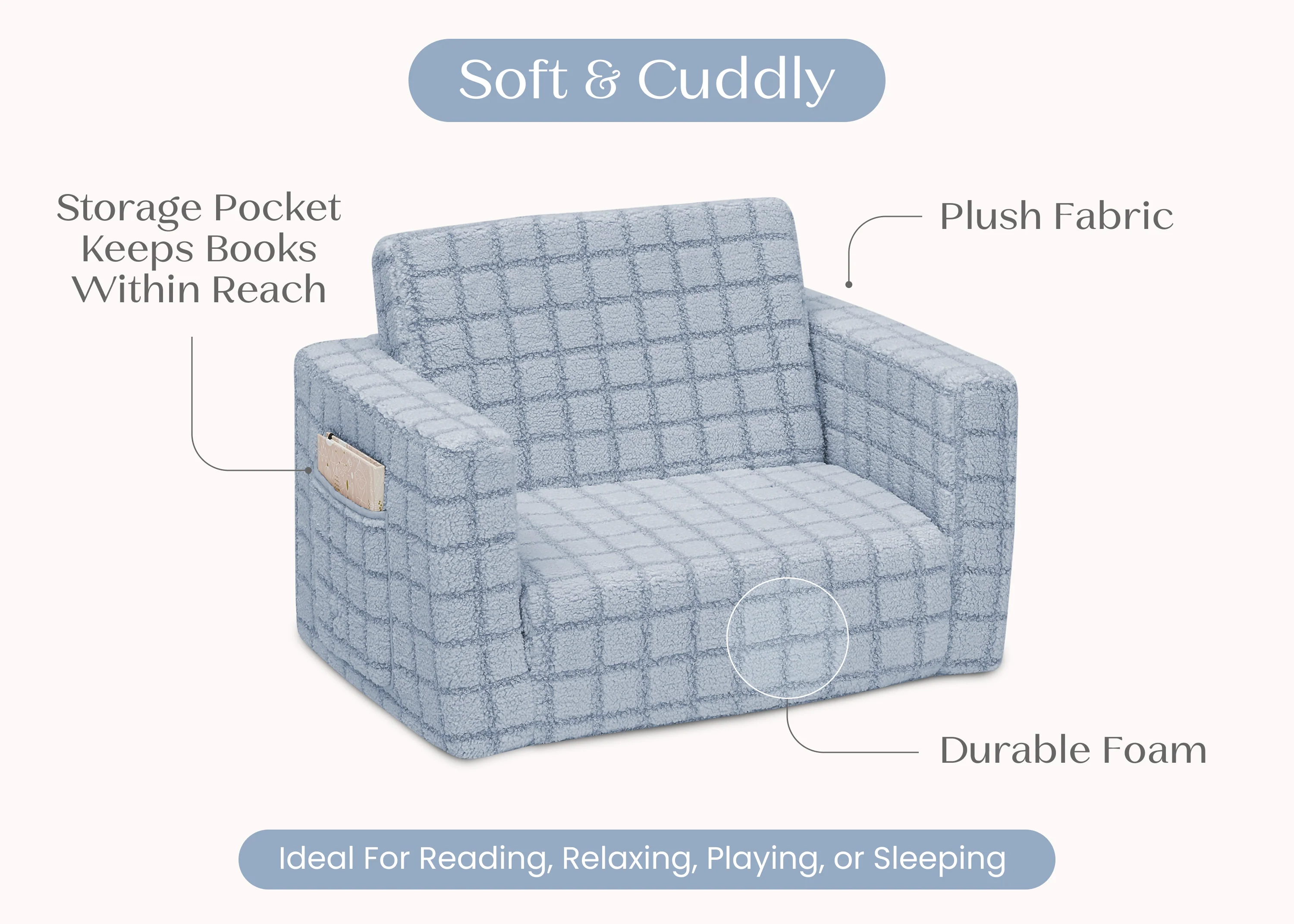 Checkered Cozee Flip-Out 2-in-1 Convertible Chair to Lounger - Image 6