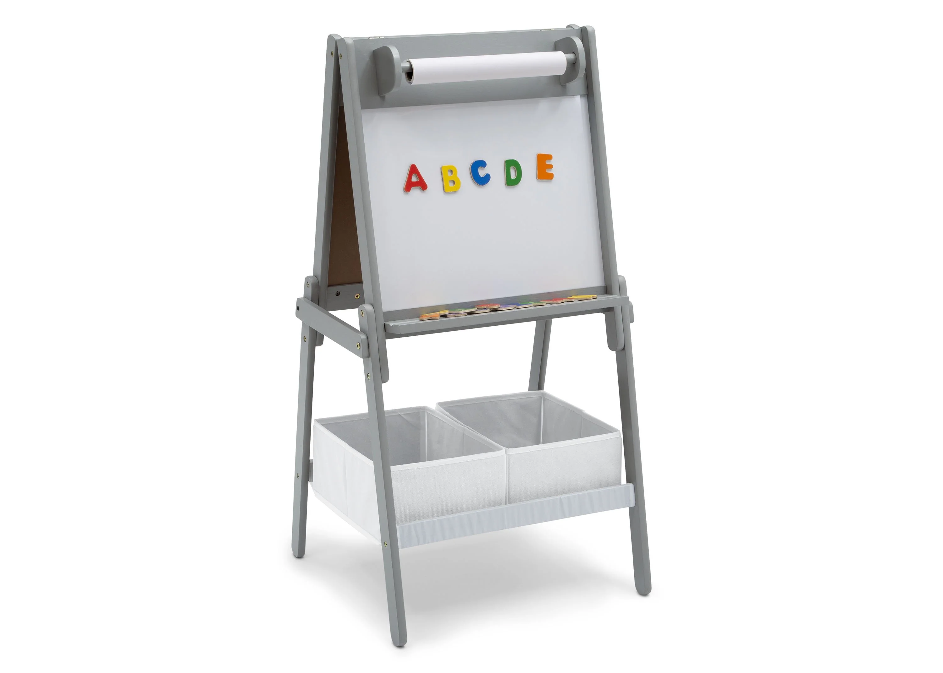 Chelsea Double-Sided Storage Easel with Paper Roll and Magnets | Dry Erase Surface & Chalkboard Surface - Image 3