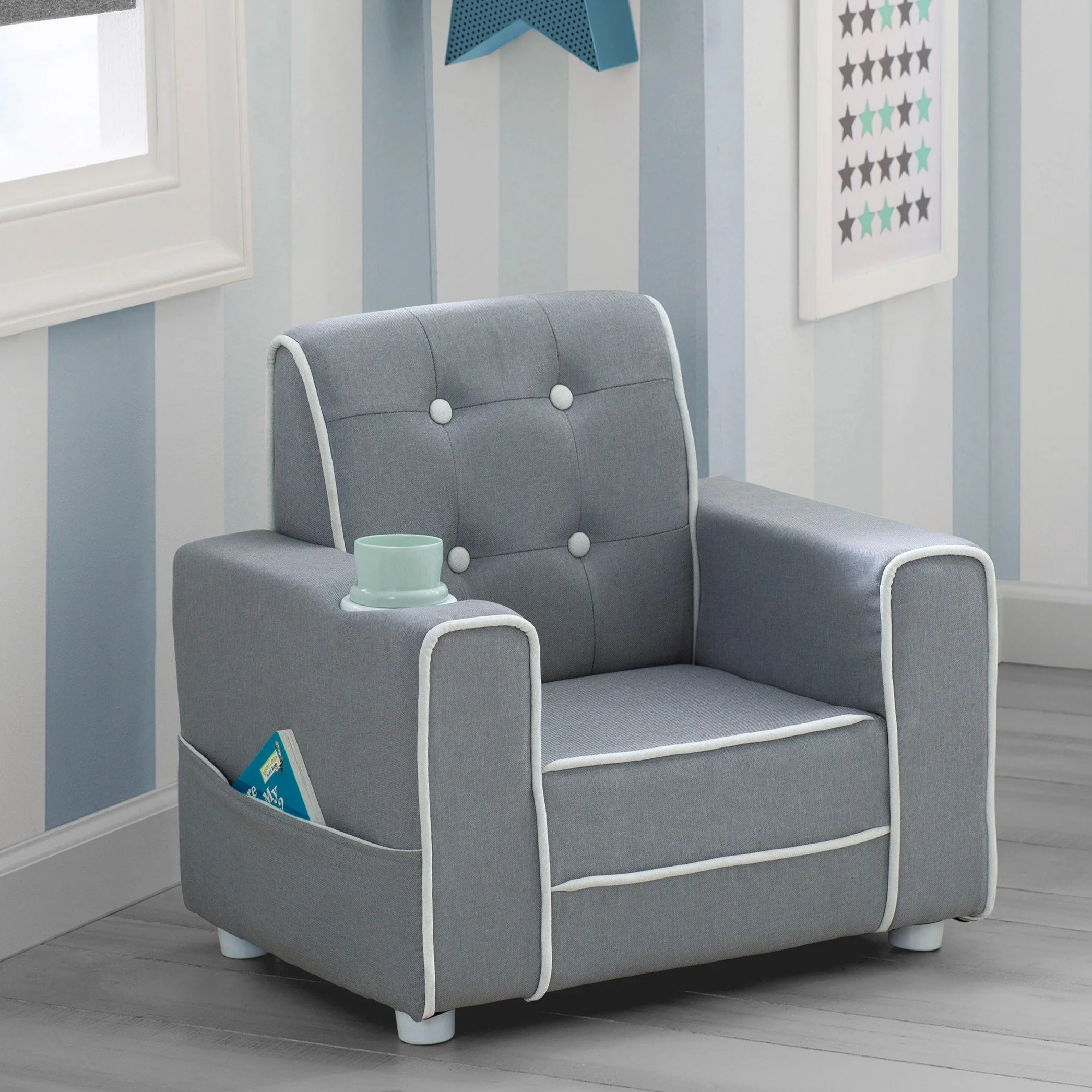 Chelsea Kids Upholstered Chair with Cup Holder - Image 8
