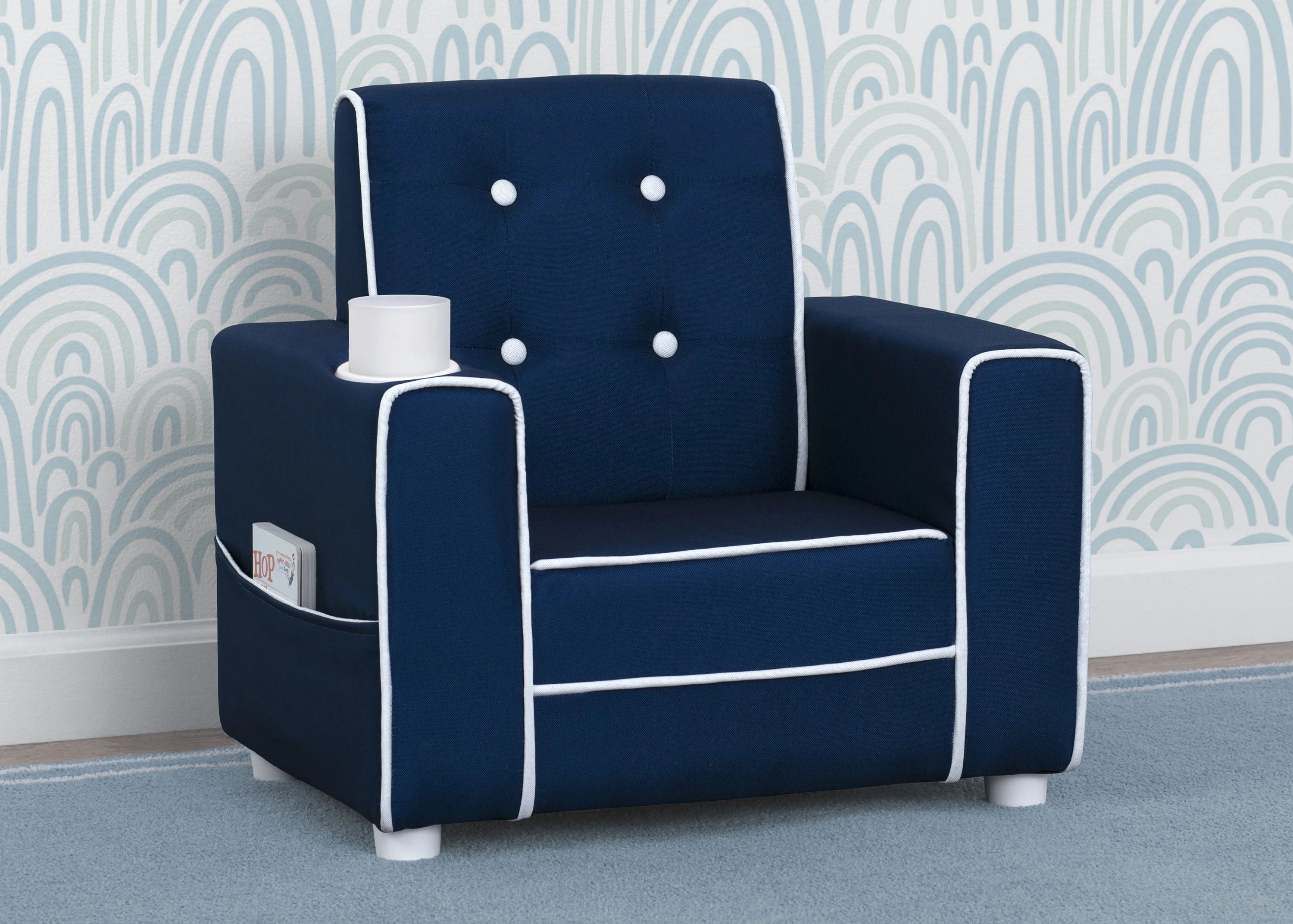 Chelsea Kids Upholstered Chair with Cup Holder - Image 9
