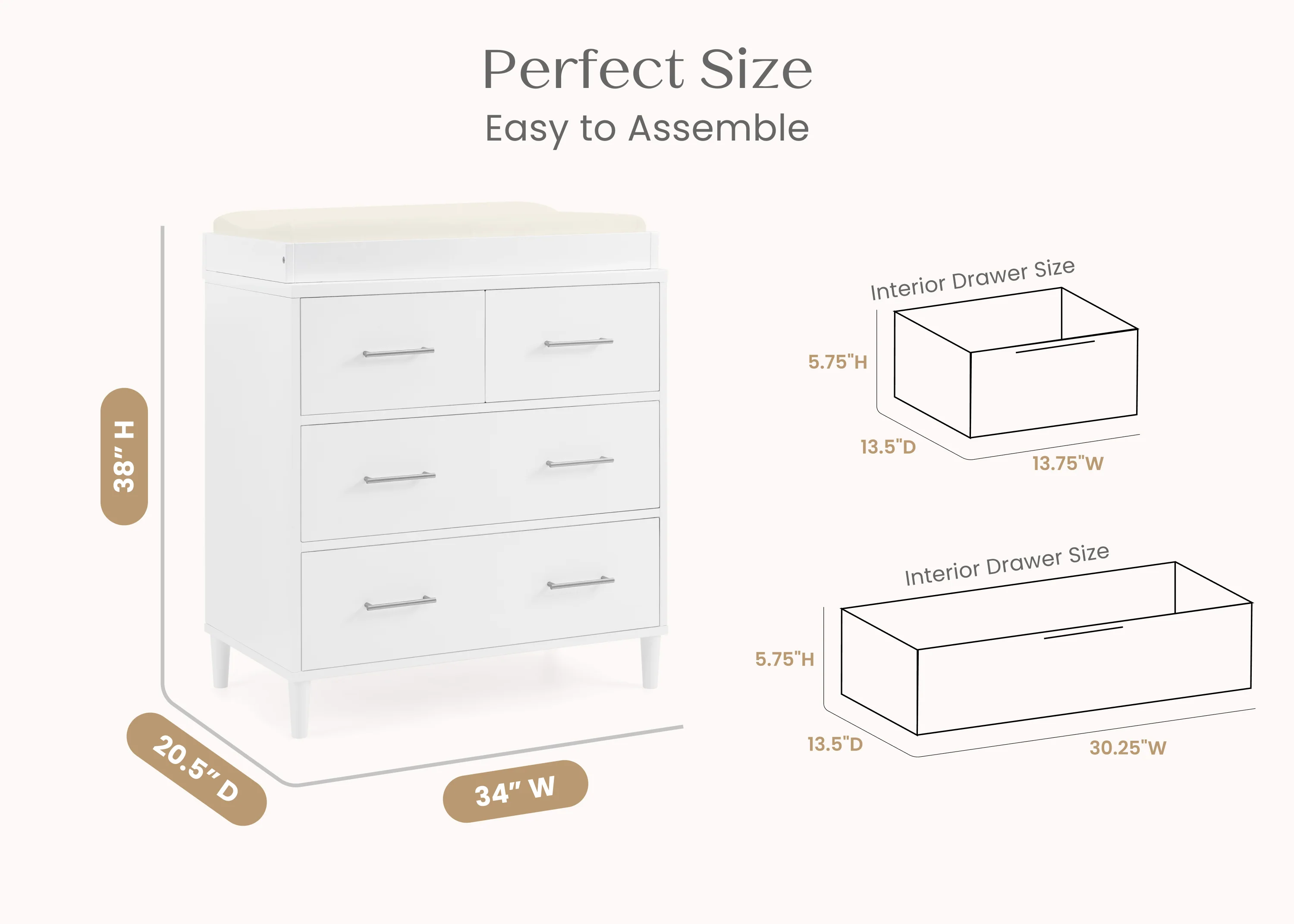 Classic 4 Drawer Dresser with Changing Top and Interlocking Drawers - Image 5