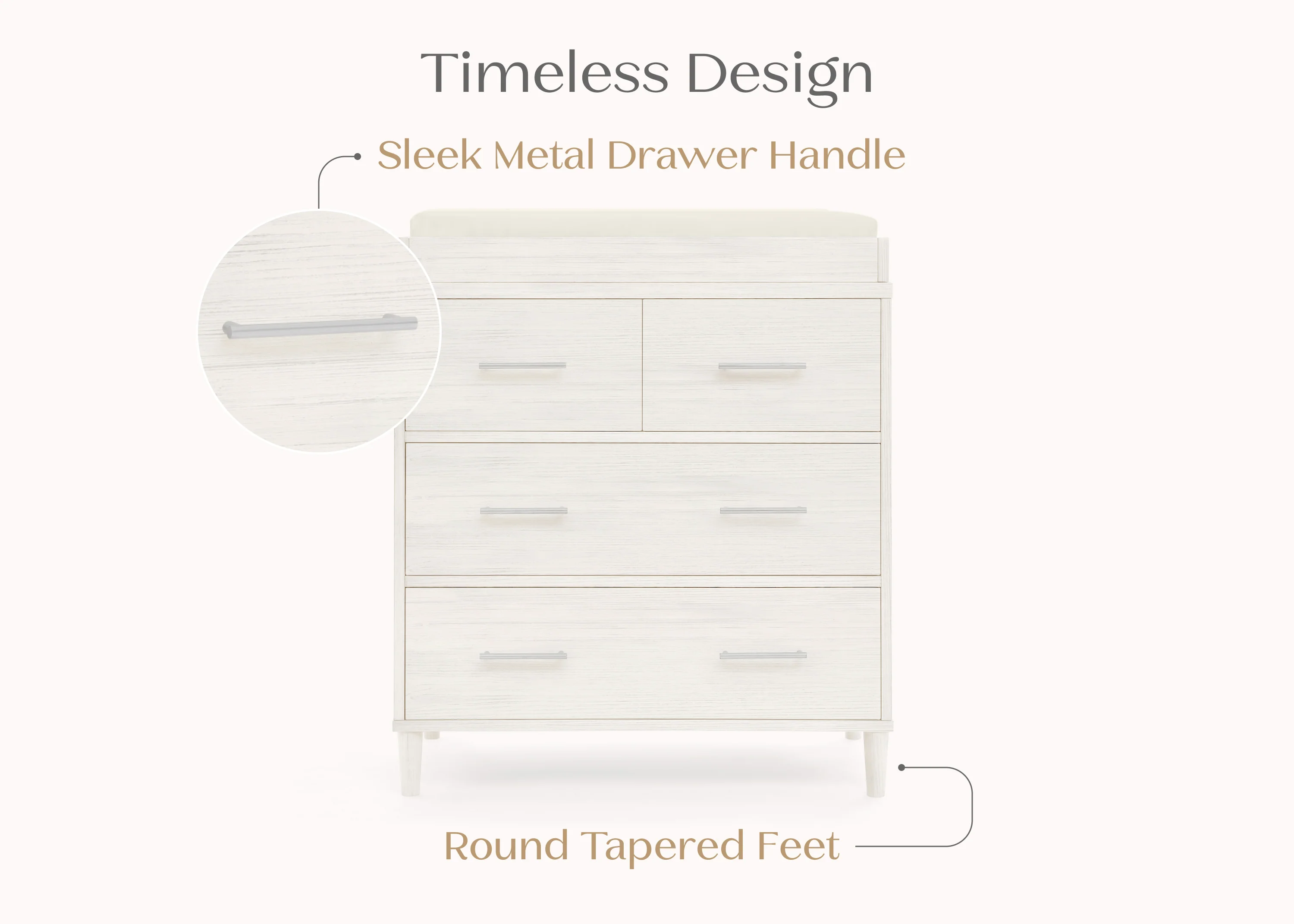 Classic 4 Drawer Dresser with Changing Top and Interlocking Drawers - Image 76
