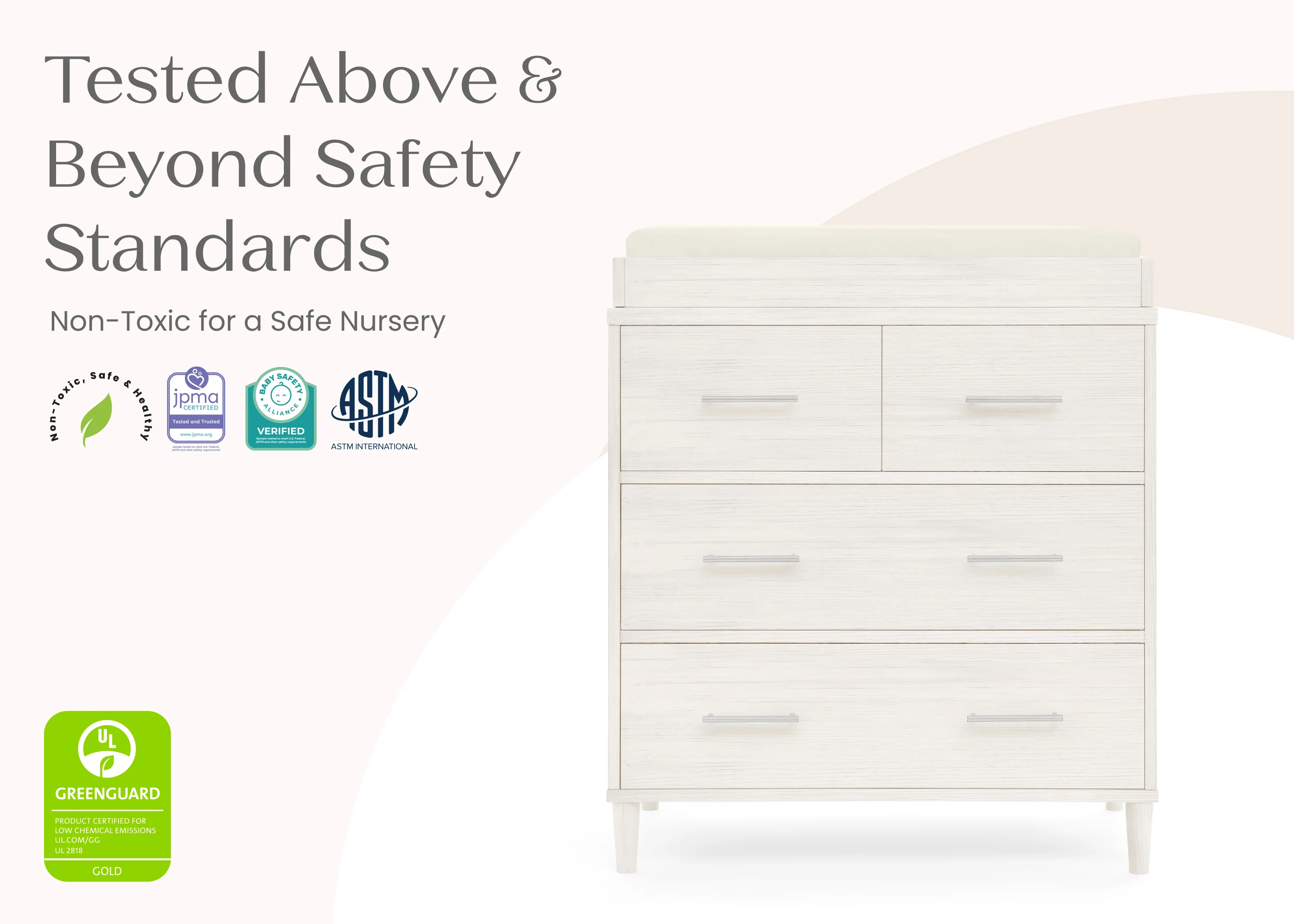 Classic 4 Drawer Dresser with Changing Top and Interlocking Drawers - Image 77