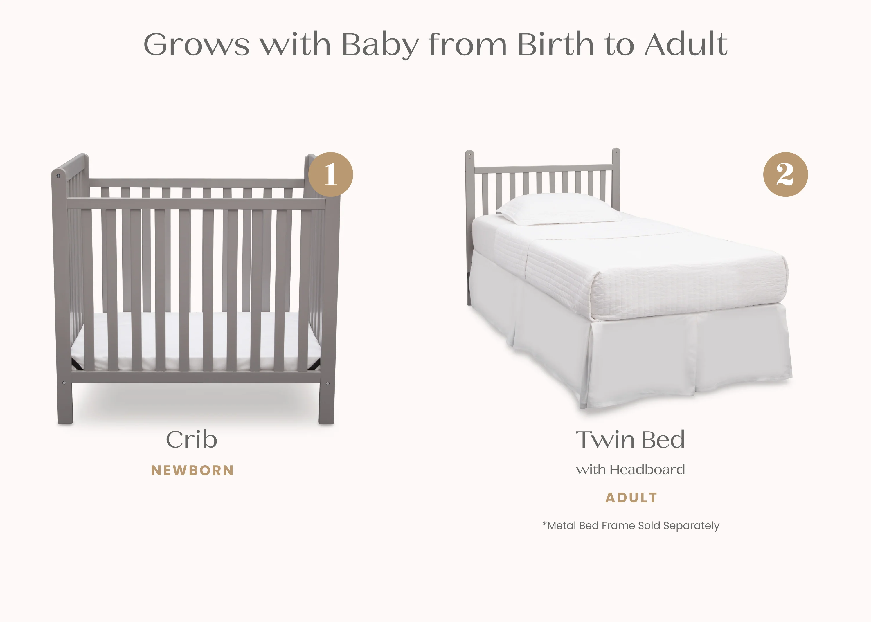 Classic Mini Crib with 2.75-inch Mattress - Convertible to Twin Bed - Image 3