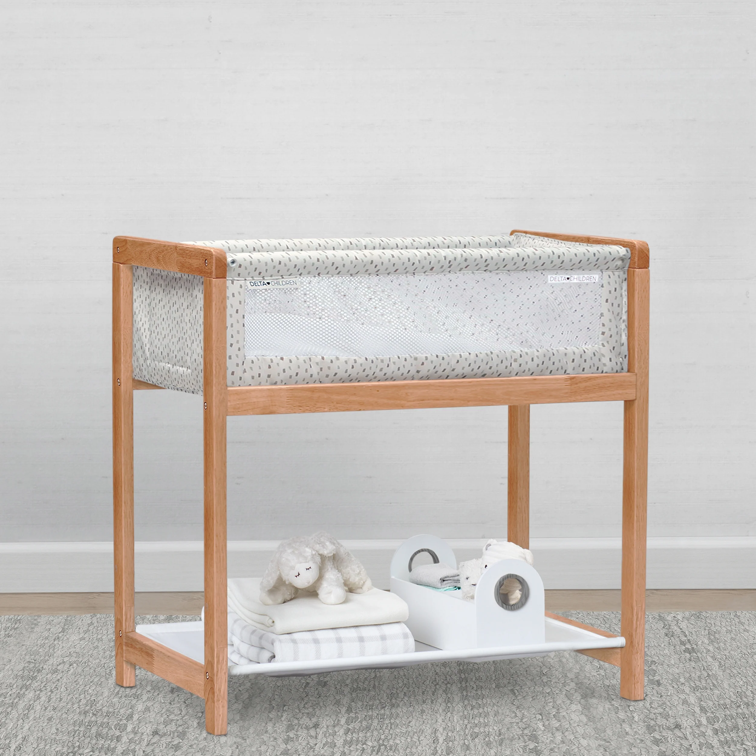 Classic Wood Bedside Bassinet Sleeper - Portable Crib with High-End Wood Frame - Image 12