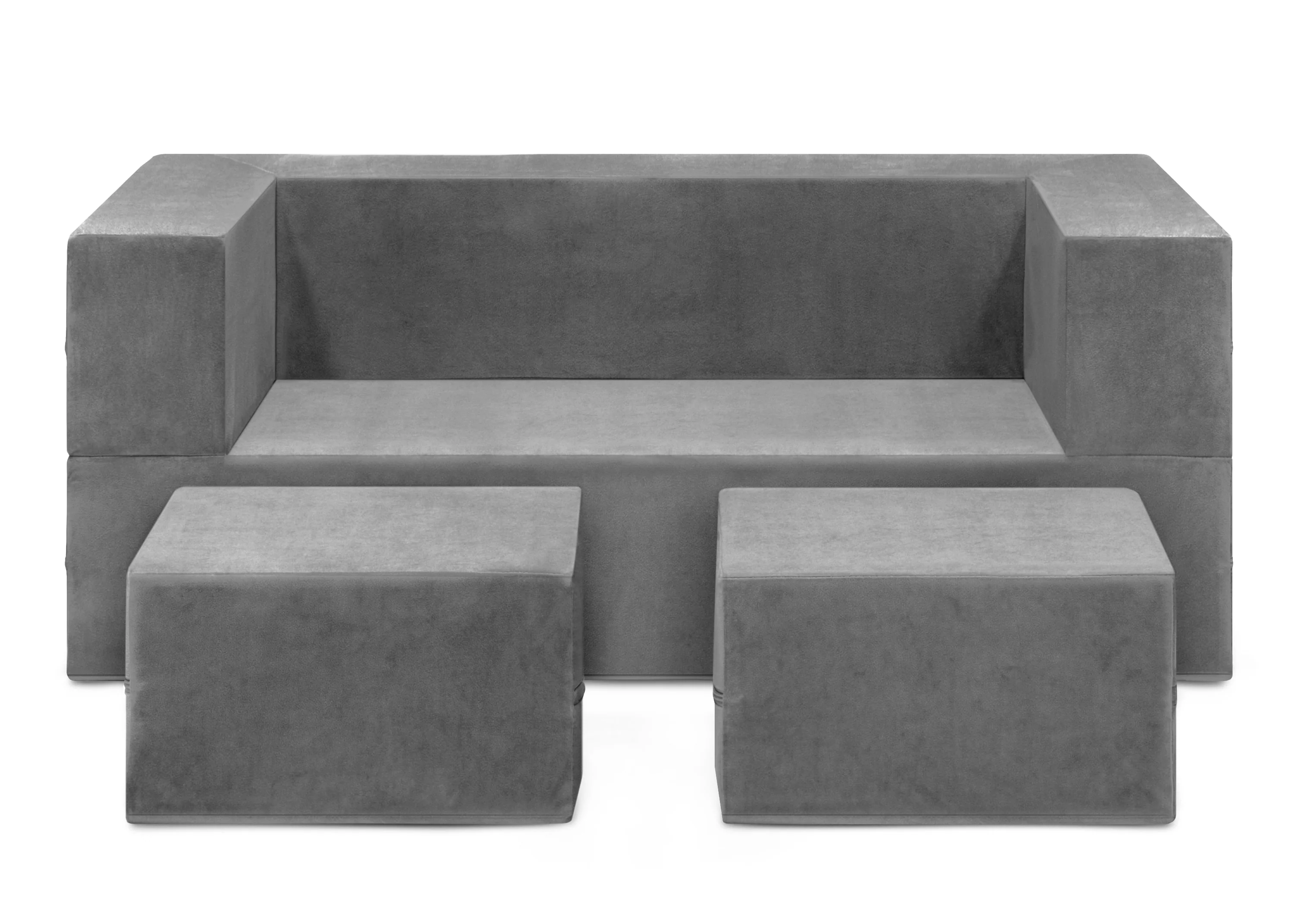 Convertible Sofa and Play Set for Kids and Toddlers Modular Foam Couch and Flip Out Lounger with 2 Ottomans - Image 5
