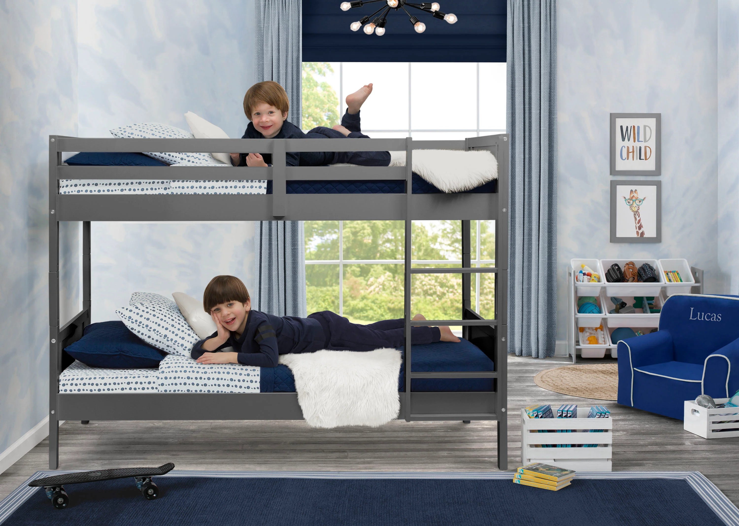 Convertible Twin Bunk Bed with Ladder and Guardrails - Image 15