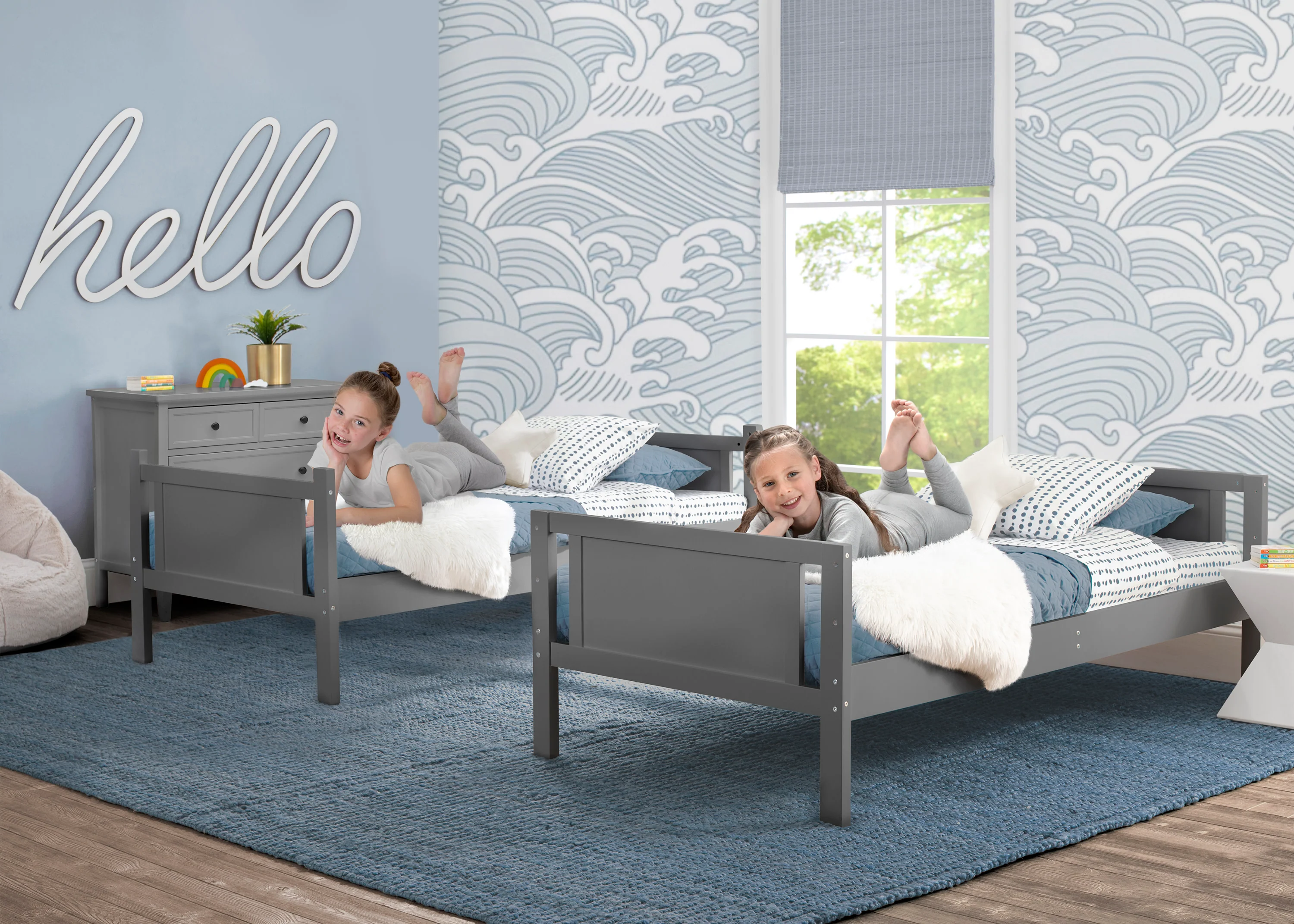 Convertible Twin Bunk Bed with Ladder and Guardrails - Image 16