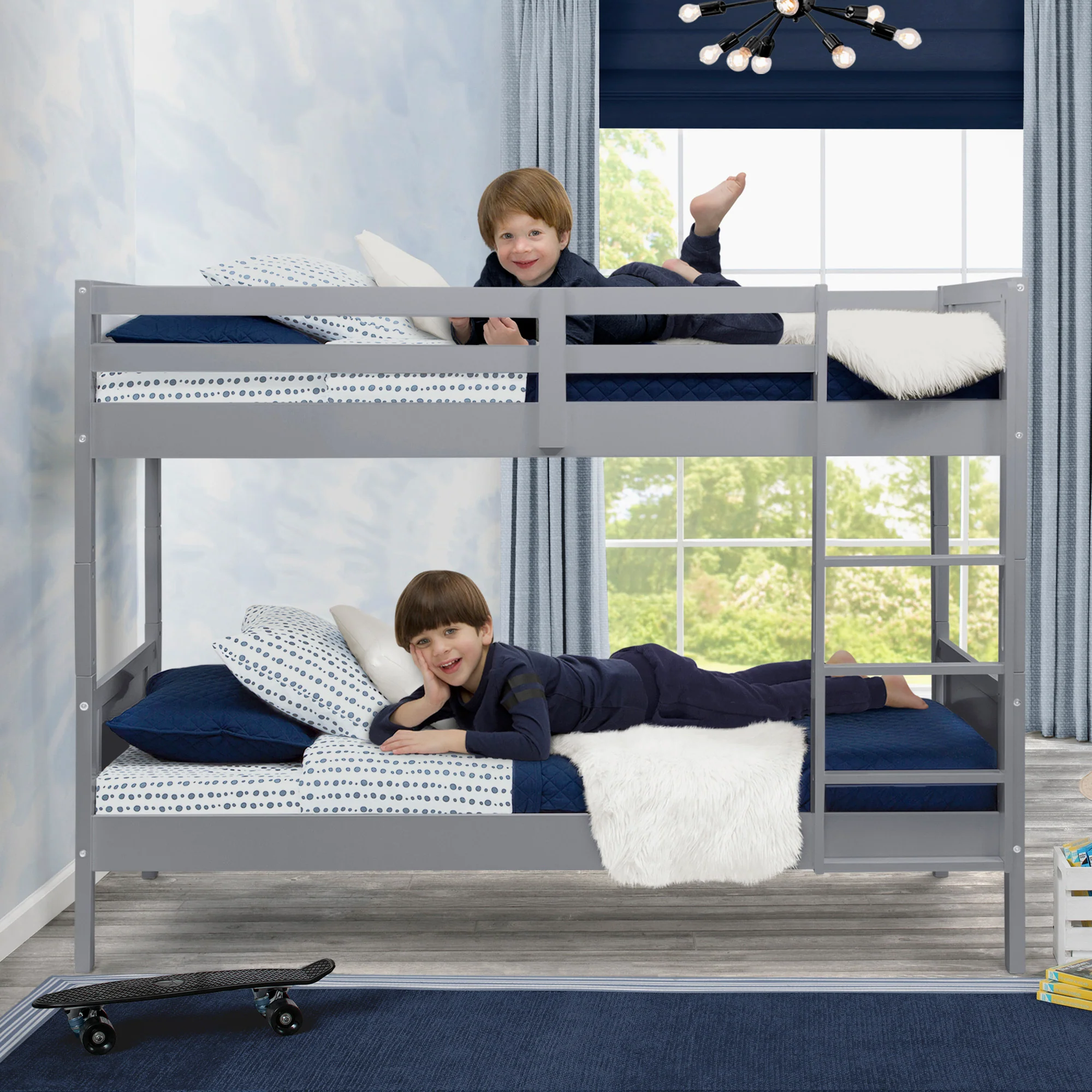 Convertible Twin Bunk Bed with Ladder and Guardrails - Image 5