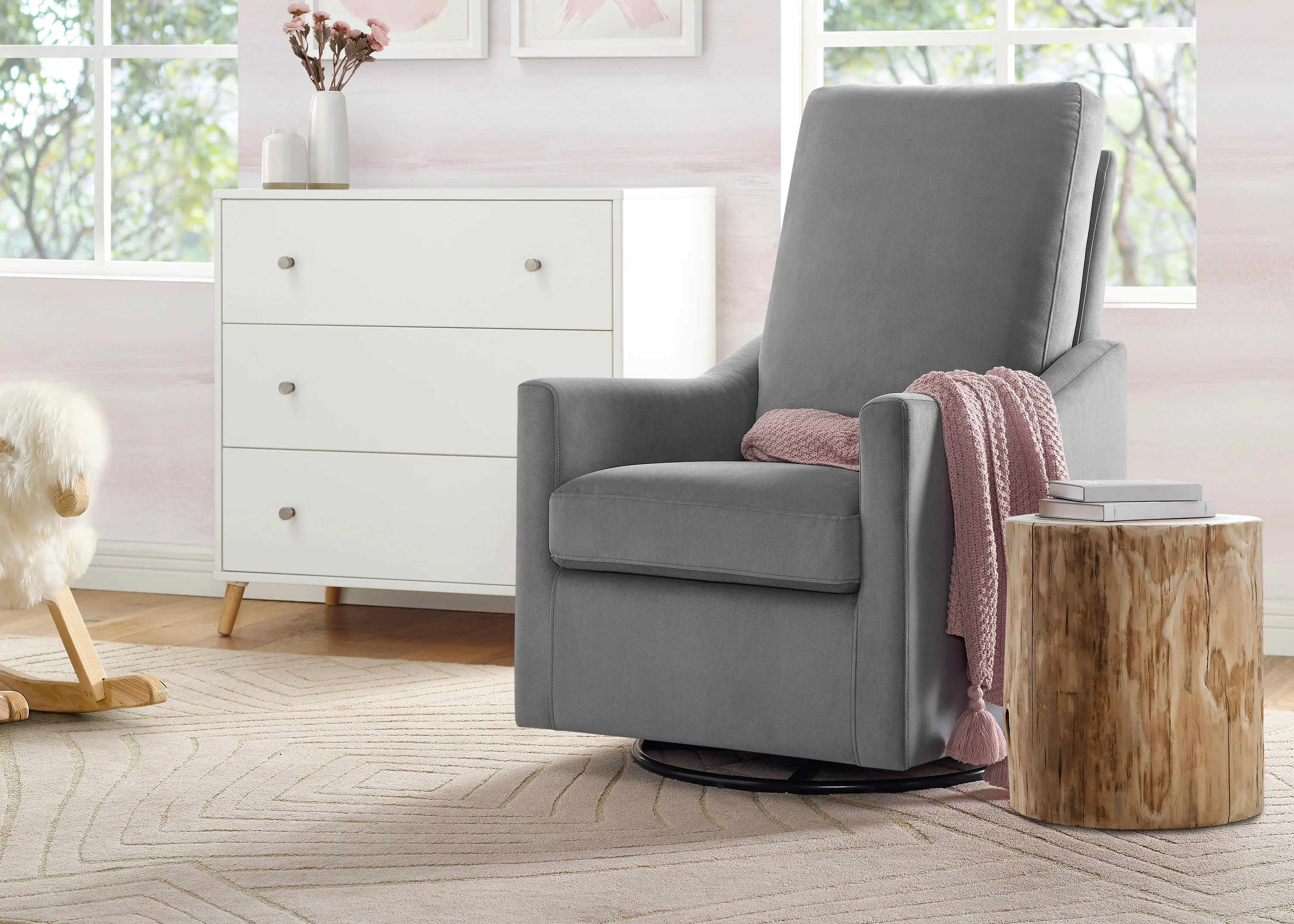 Andie Nursery Glider Swivel Chair with LiveSmart Fabric - Image 2