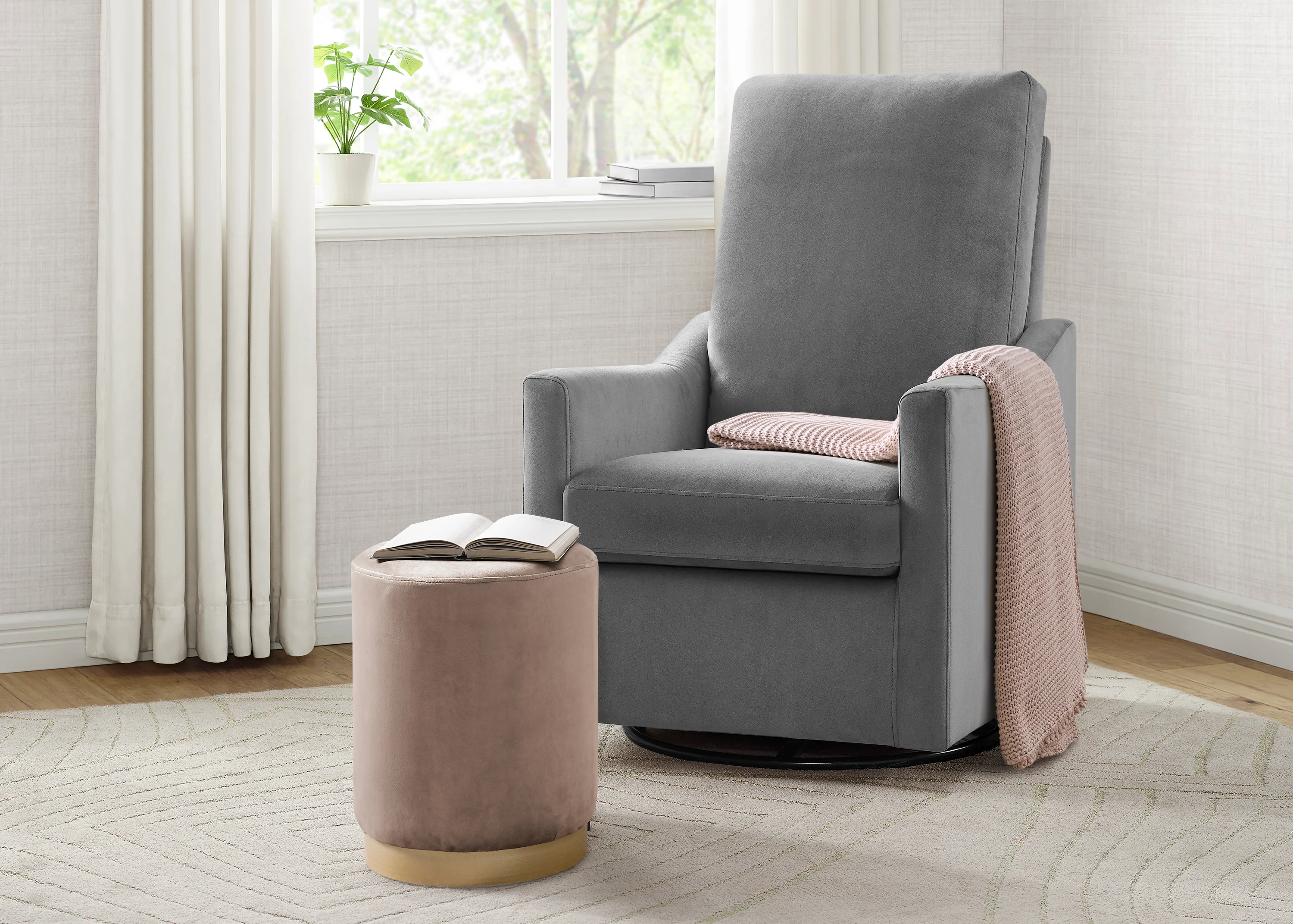 Andie Nursery Glider Swivel Chair with LiveSmart Fabric - Image 4