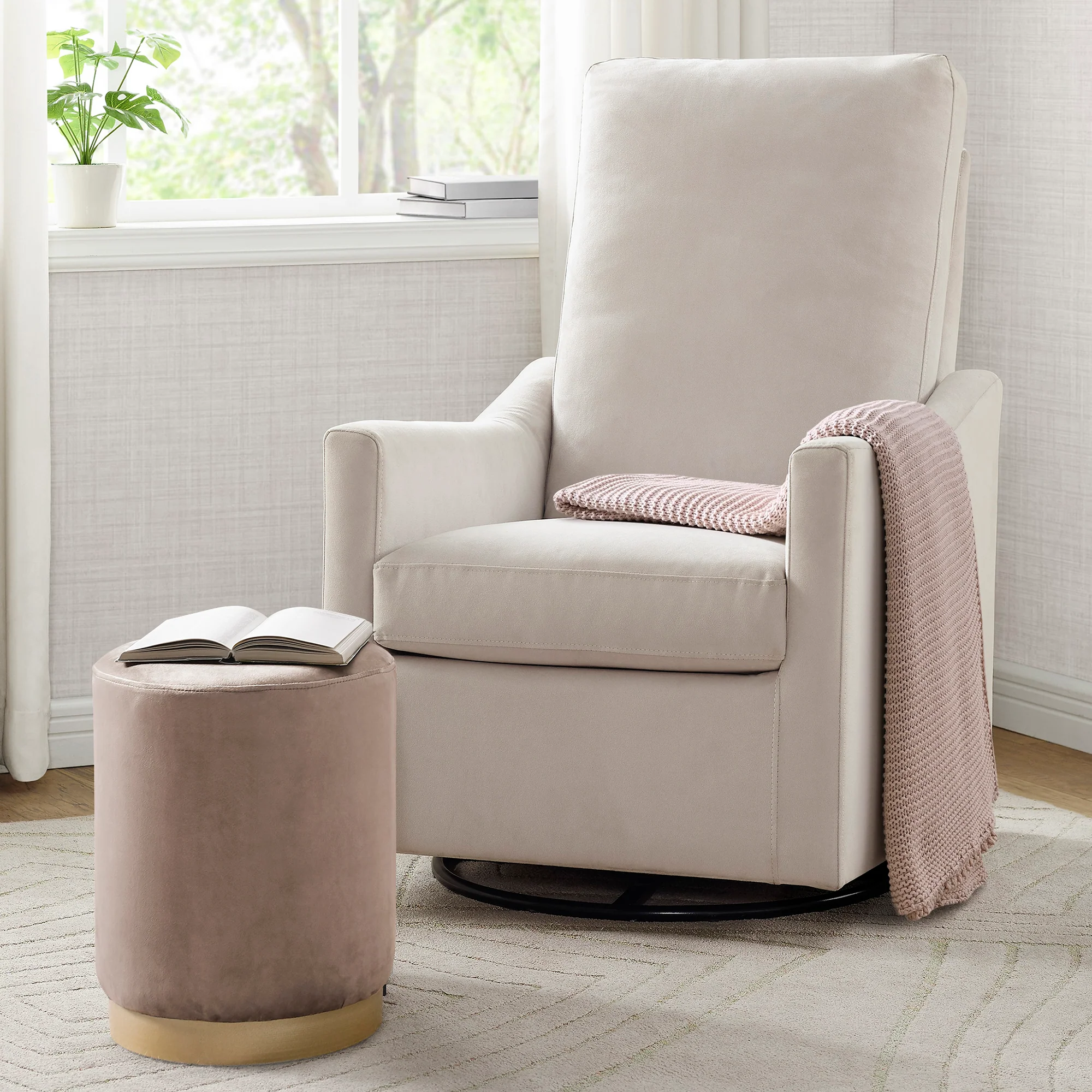 Andie Nursery Glider Swivel Chair with LiveSmart Fabric - Image 6