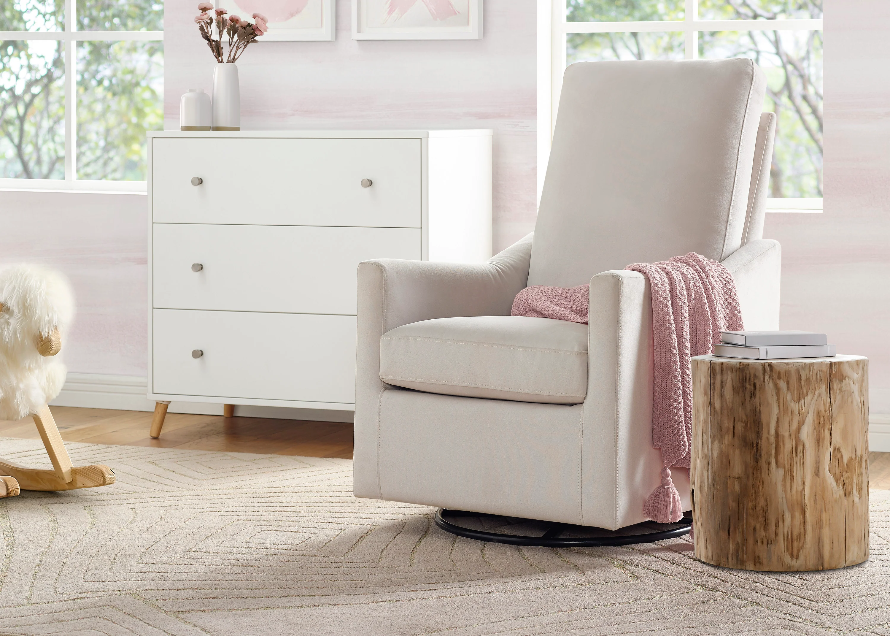 Andie Nursery Glider Swivel Chair with LiveSmart Fabric - Image 7