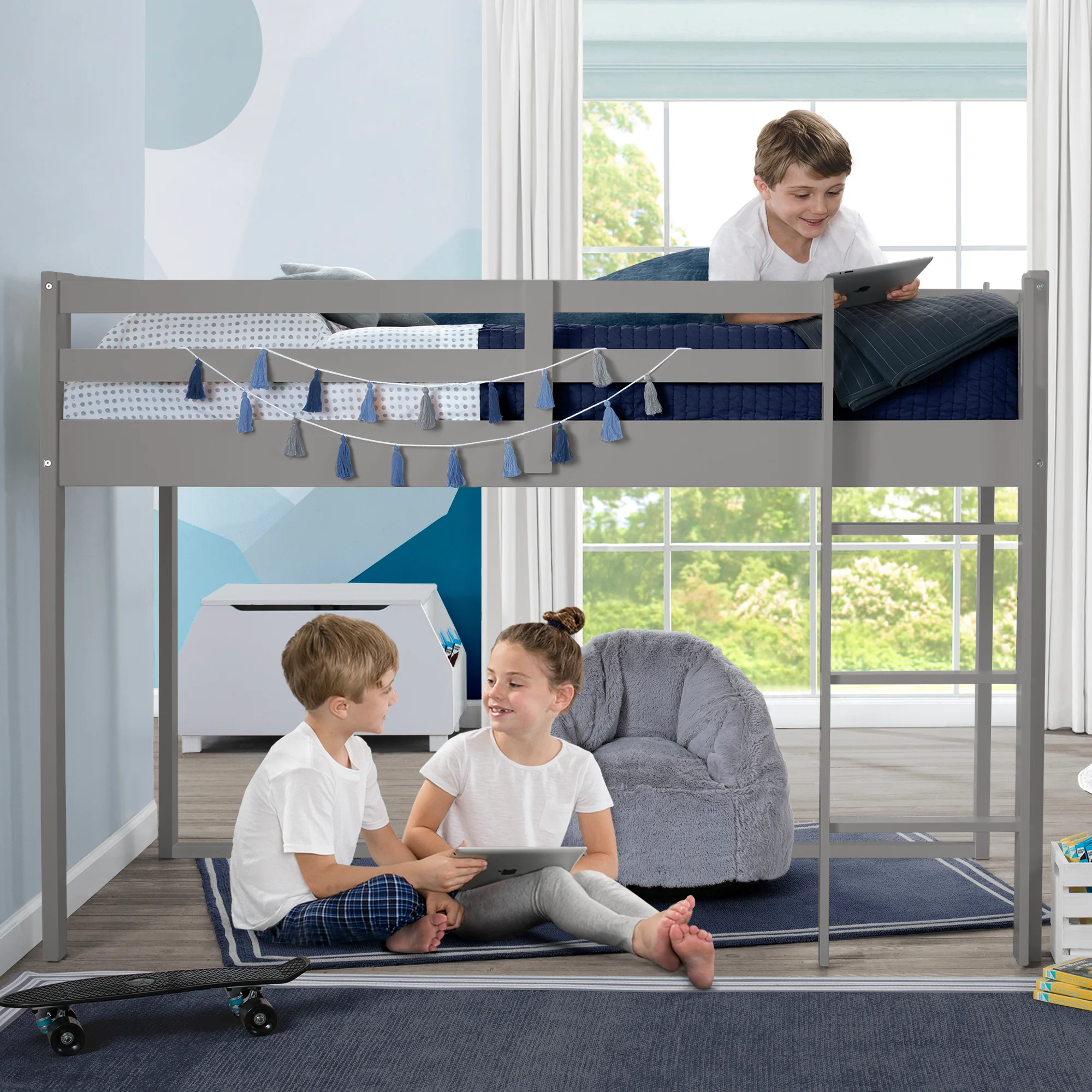 Twin Loft Bed with Guardrail and Ladder - Image 10