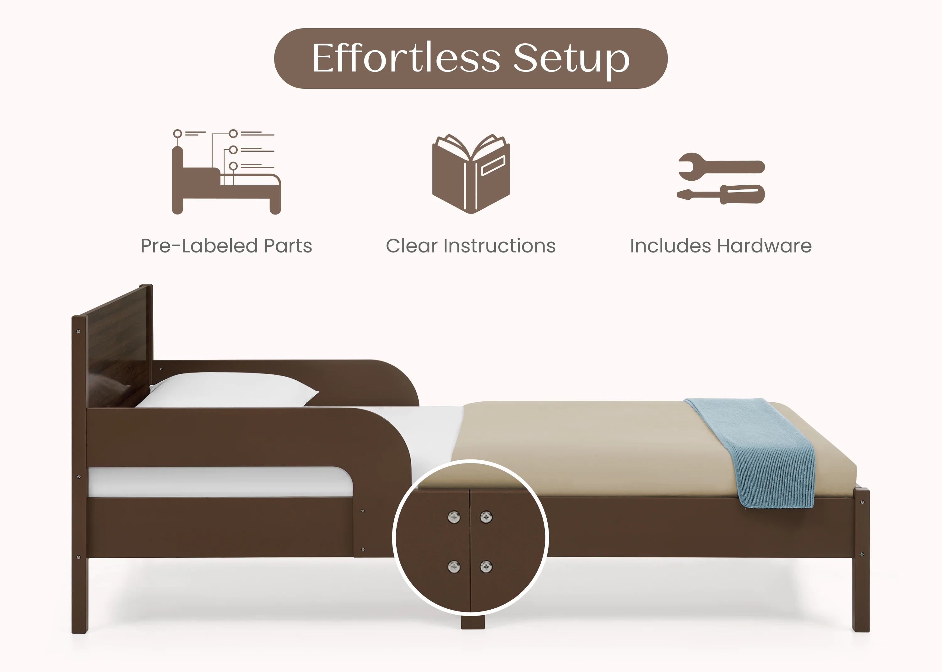 Cora Wood Twin Bed with Removable Guardrails - Image 46