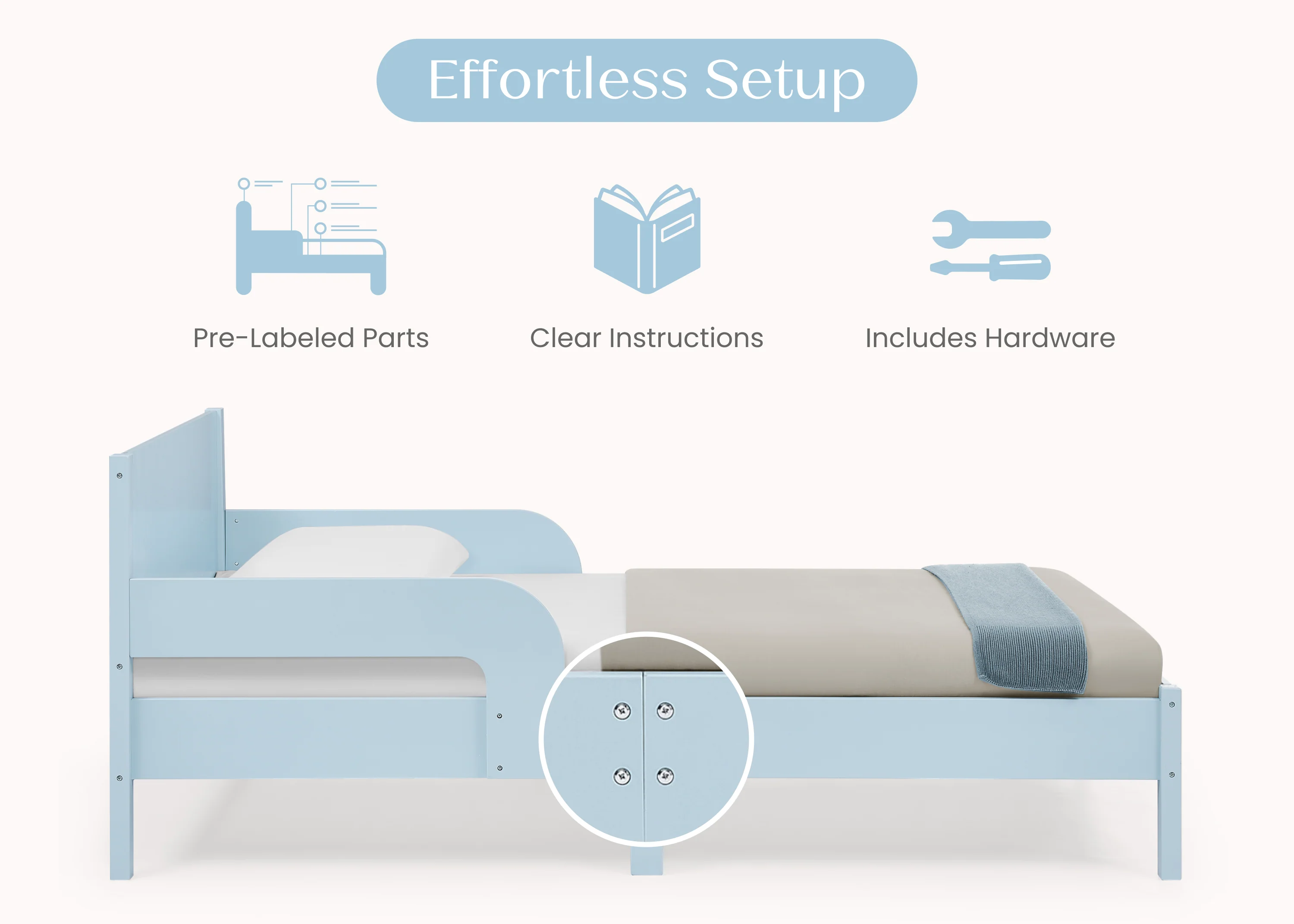 Cora Wood Twin Bed with Removable Guardrails - Image 6