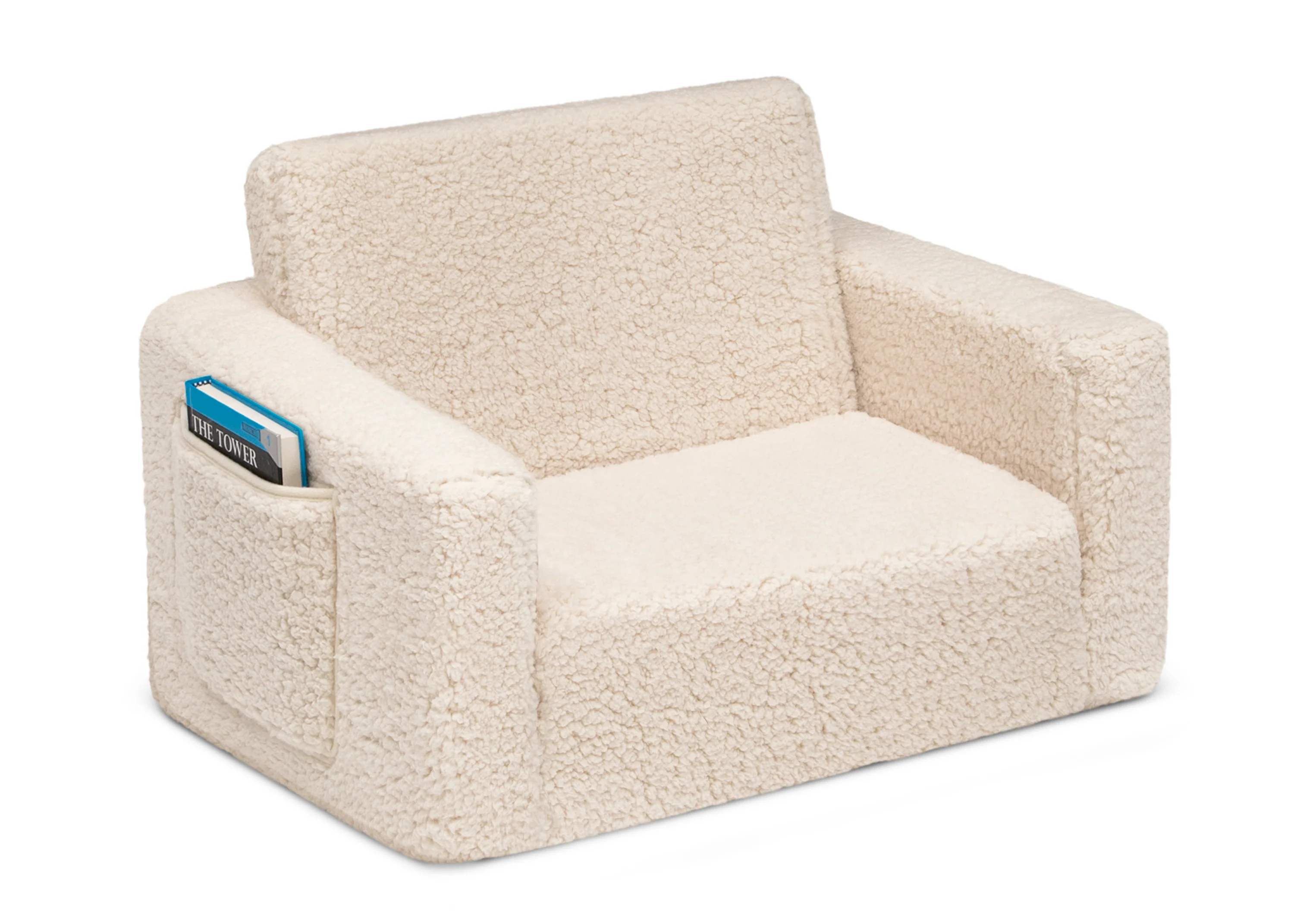 Cozee Flip-Out Sherpa 2-in-1 Convertible Chair to Lounger for Kids - Image 14