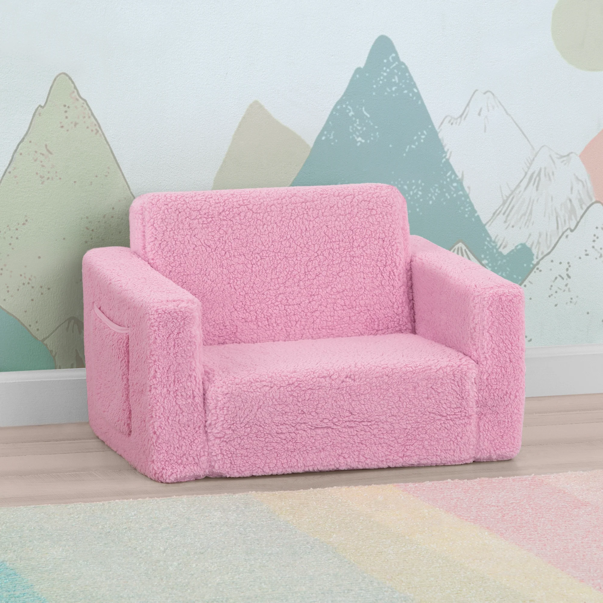Cozee Flip-Out Sherpa 2-in-1 Convertible Chair to Lounger for Kids - Image 15