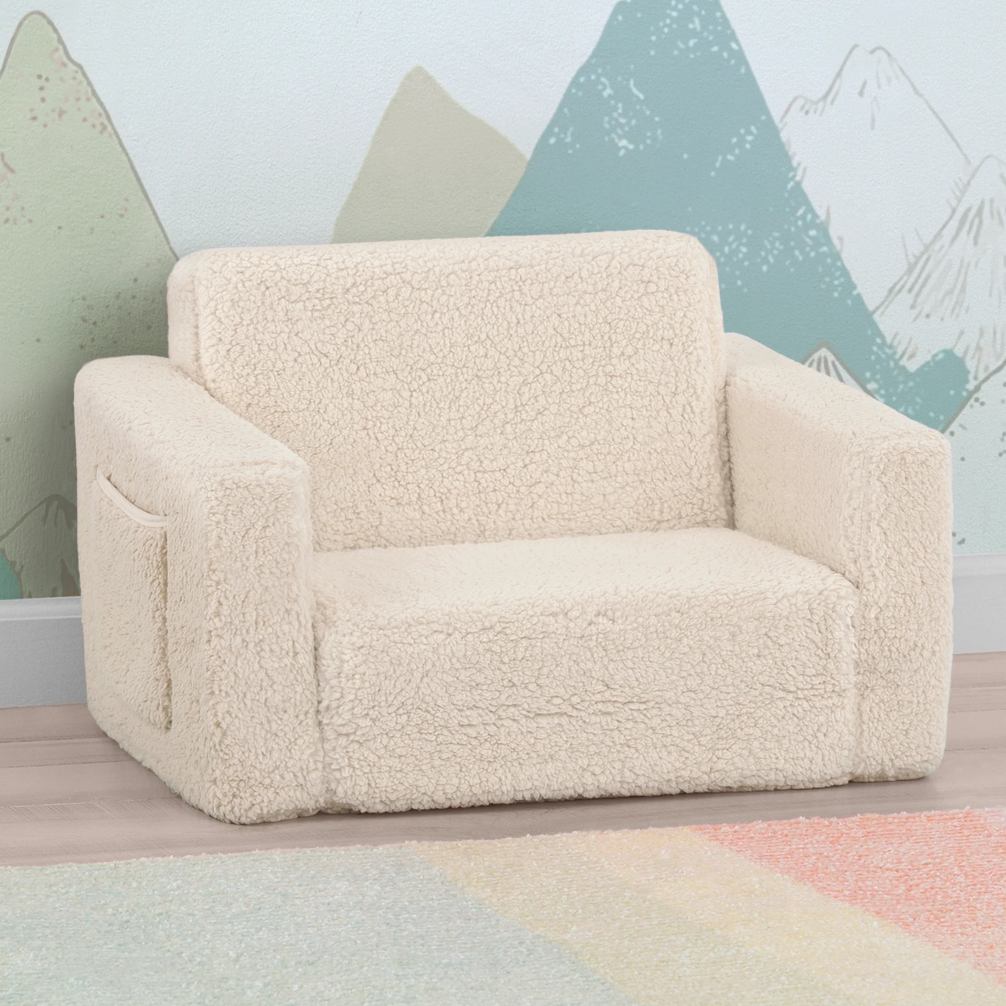 Cozee Flip-Out Sherpa 2-in-1 Convertible Chair to Lounger for Kids - Image 22