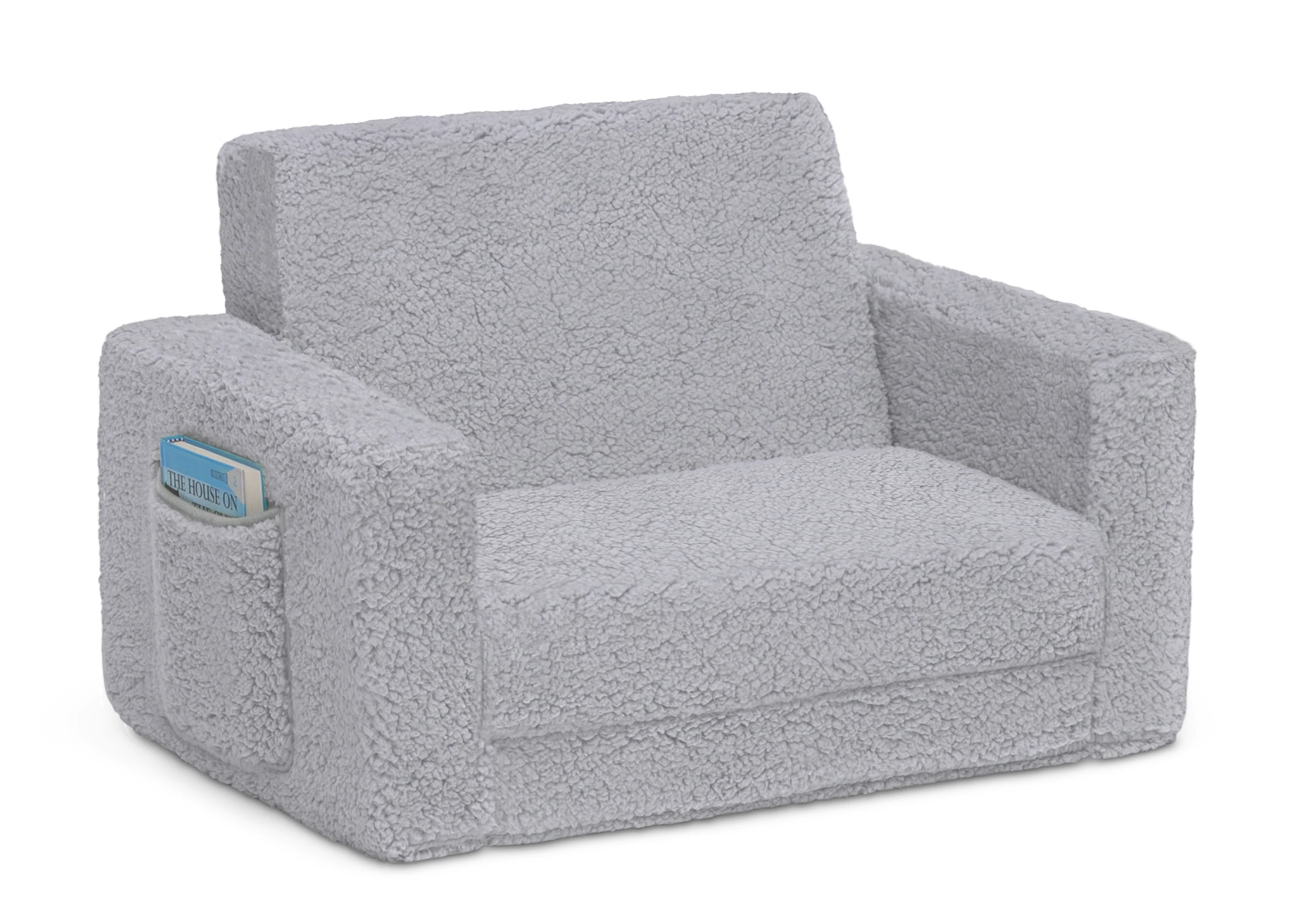 Cozee Flip-Out Sherpa 2-in-1 Convertible Chair to Lounger for Kids - Image 3