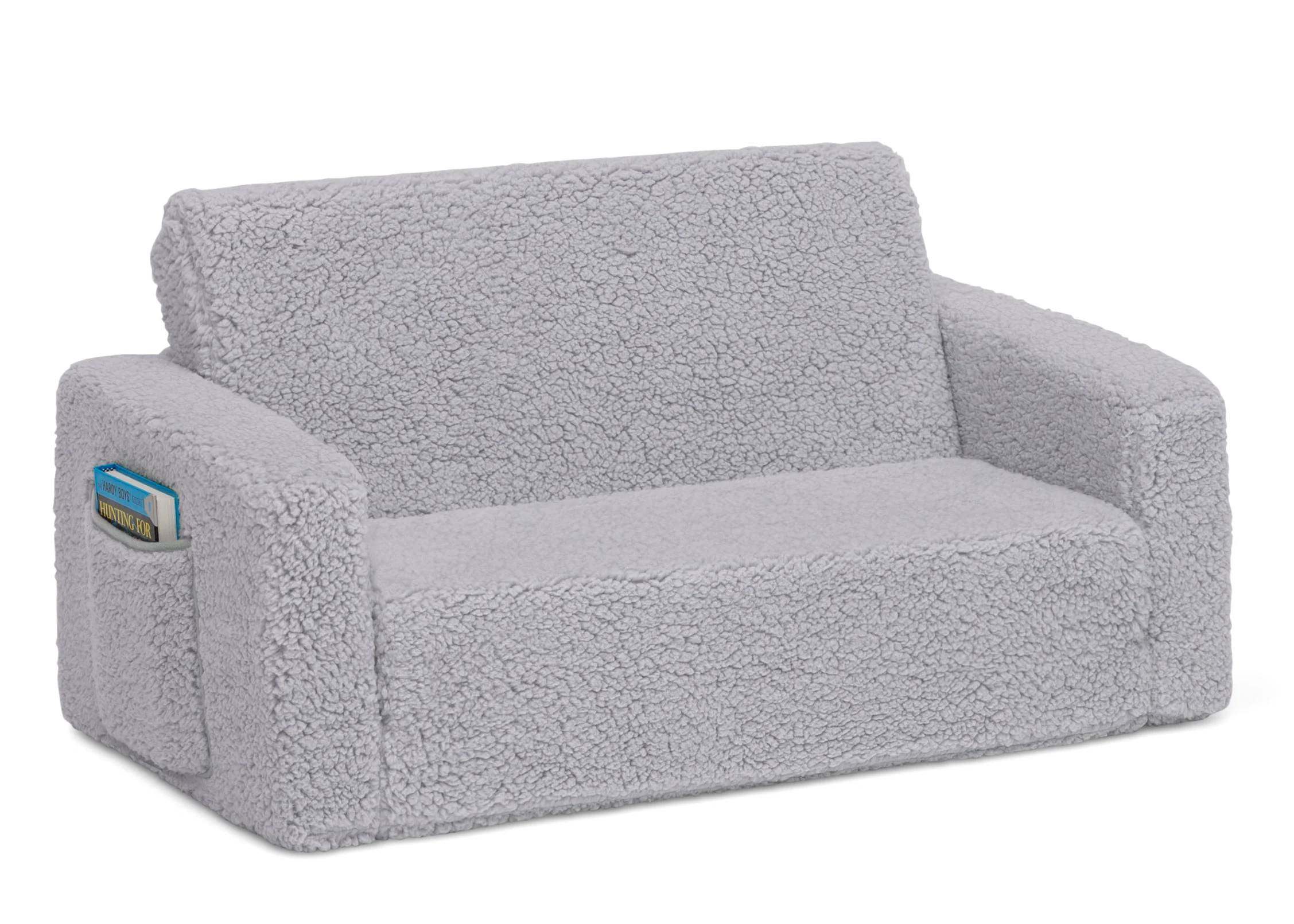 Cozee Flip-Out Sherpa 2-in-1 Convertible Sofa to Lounger for Kids - Image 3