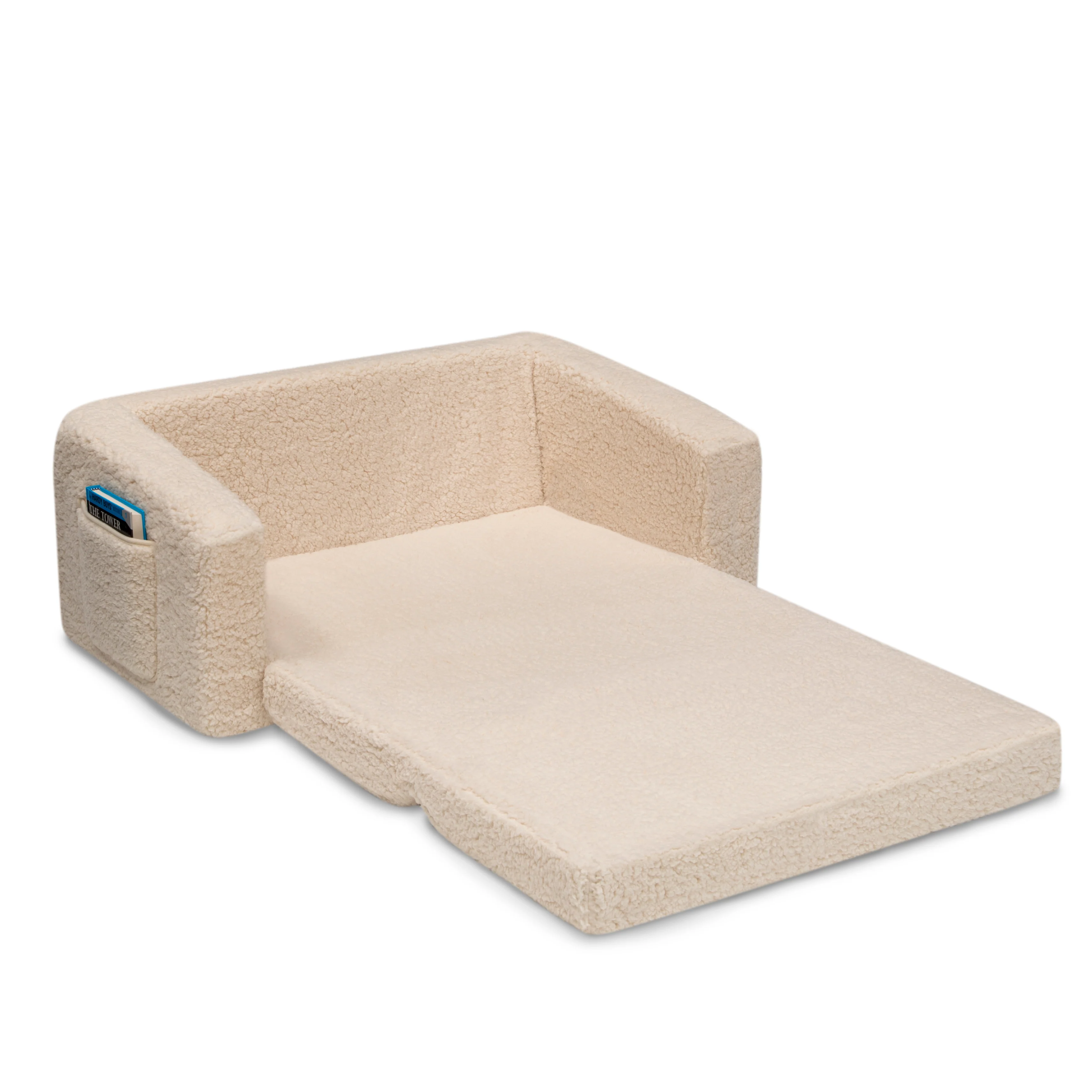 Cozee Flip-Out Sherpa 2-in-1 Convertible Sofa to Lounger for Kids - Image 7
