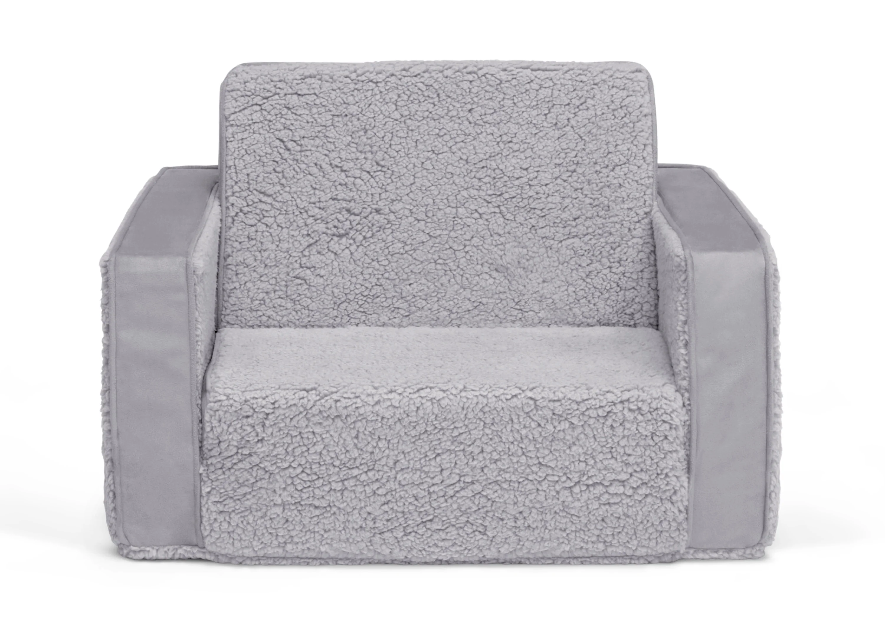 Cozee Flip-Out Sherpa and Suede 2-in-1 Convertible Chair to Lounger for Kids - Image 2