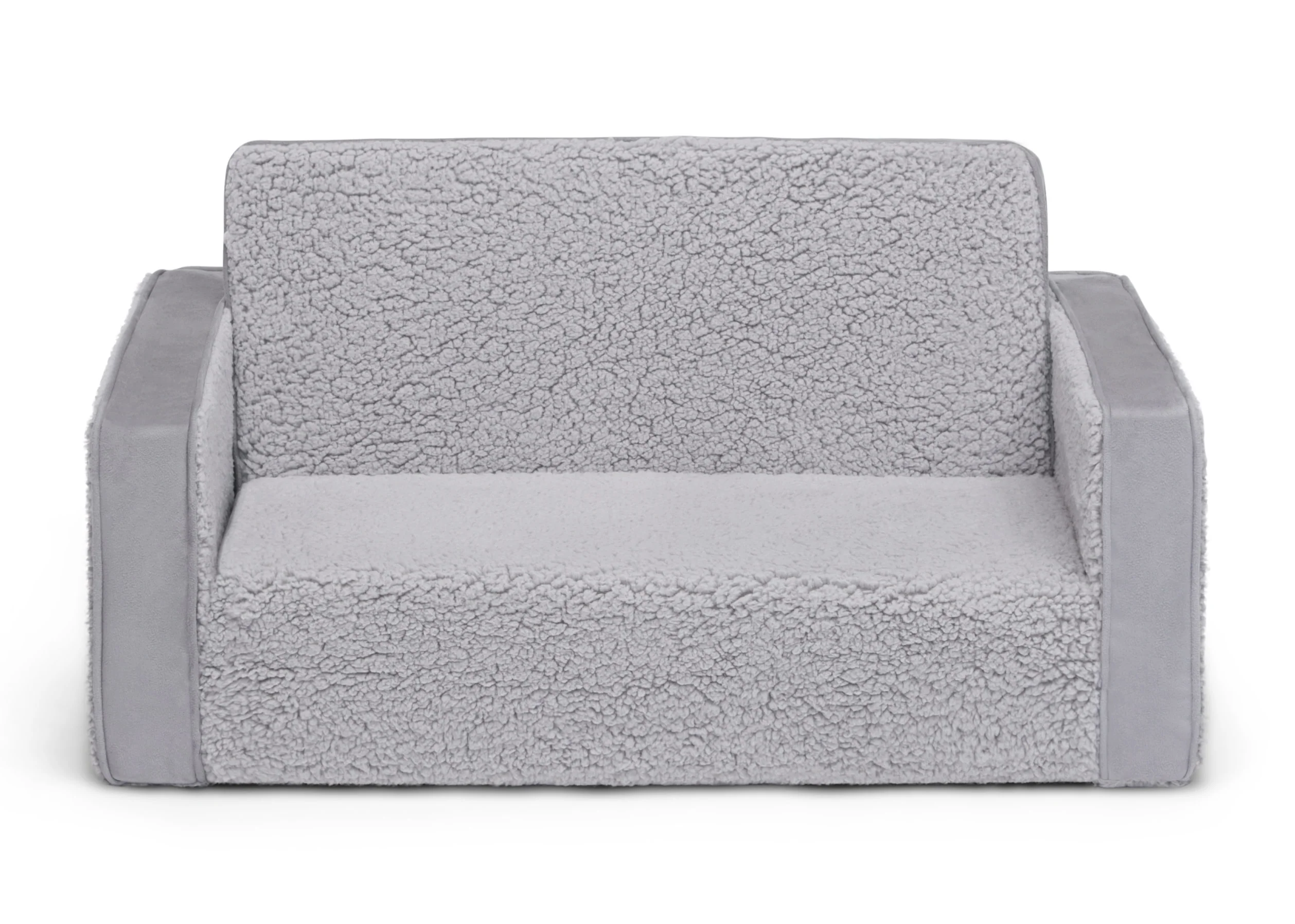 Cozee Flip-Out Sherpa and Suede 2-in-1 Convertible Sofa to Lounger for Kids - Image 2