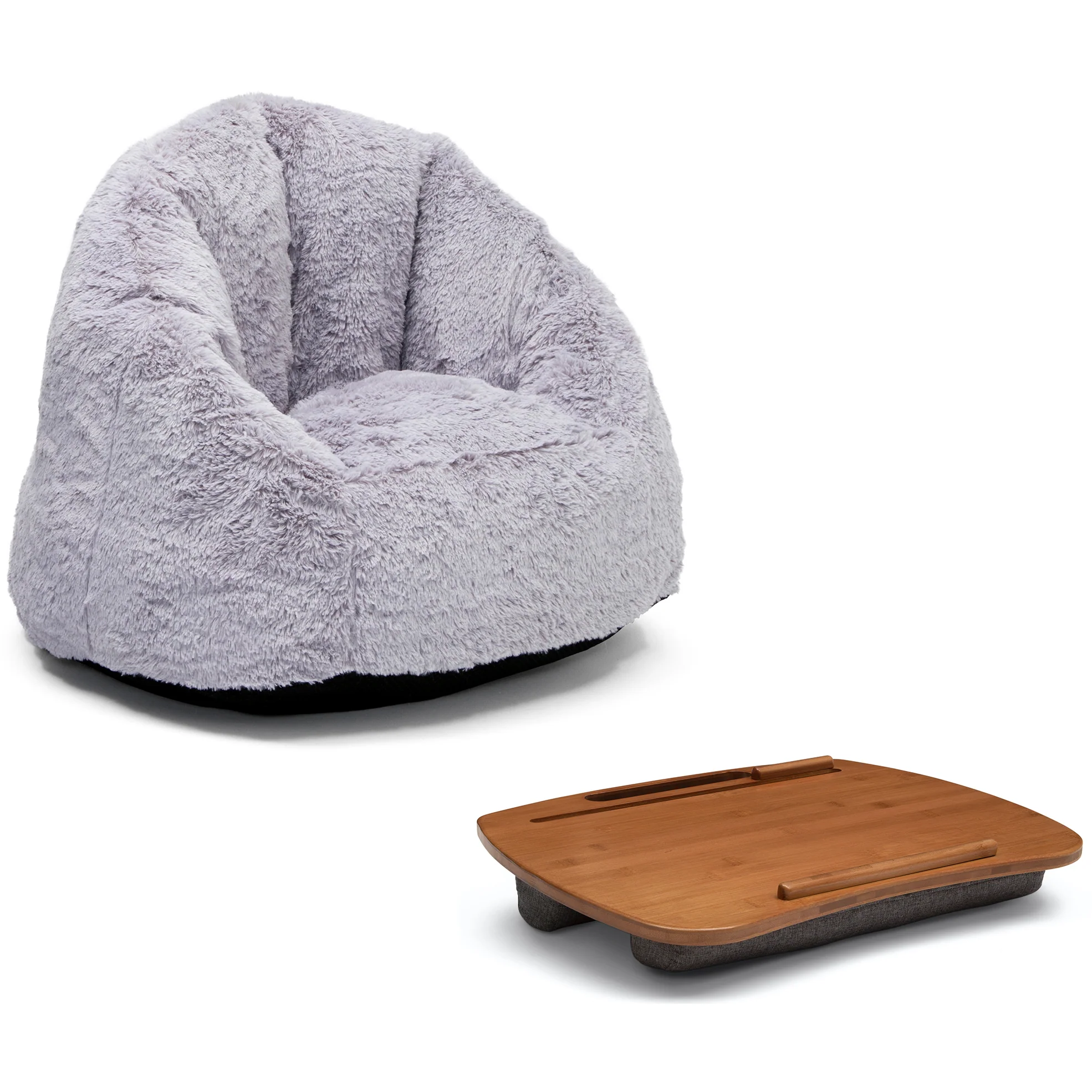 Cozee Fluffy Chair and Bamboo Lap Desk Set - Image 3