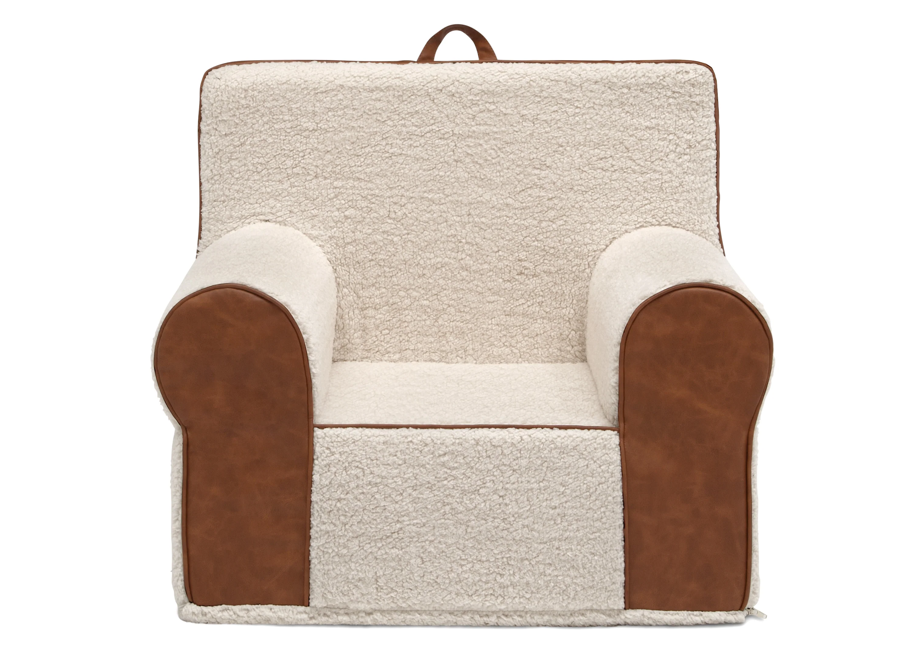 Deluxe Cozee Sherpa and Faux Leather Chair for Kids - Image 2