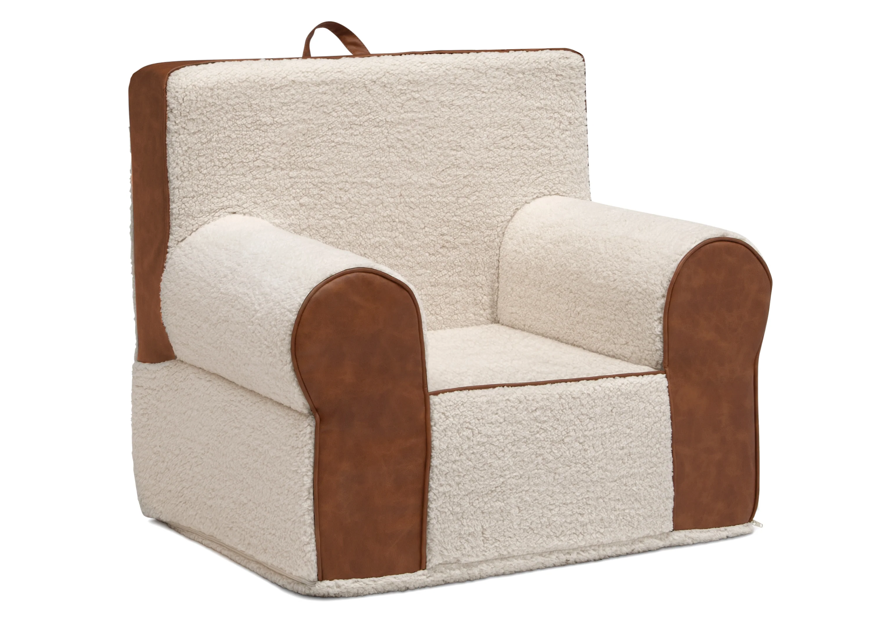 Deluxe Cozee Sherpa and Faux Leather Chair for Kids - Image 3