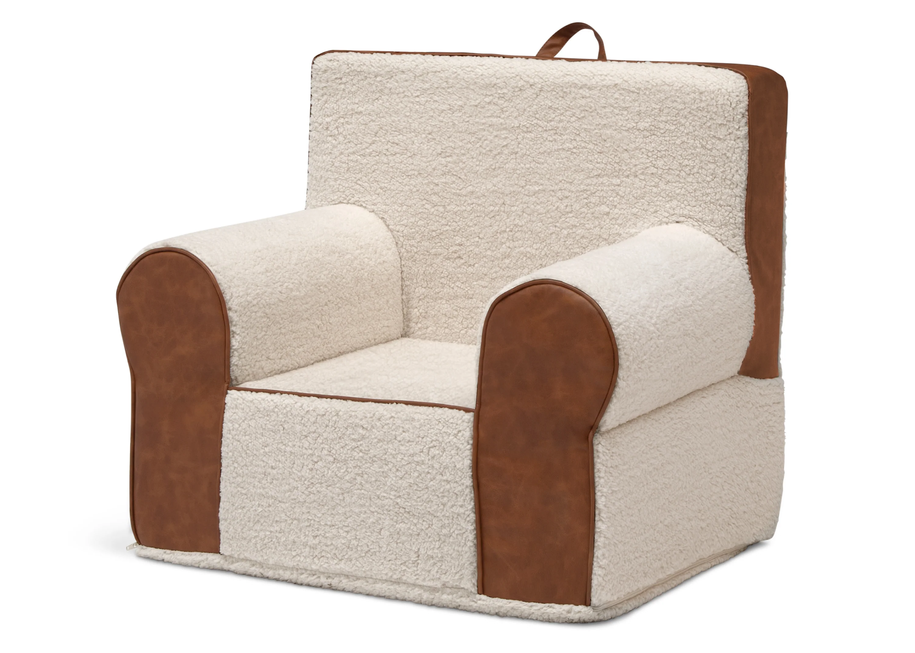Deluxe Cozee Sherpa and Faux Leather Chair for Kids - Image 4