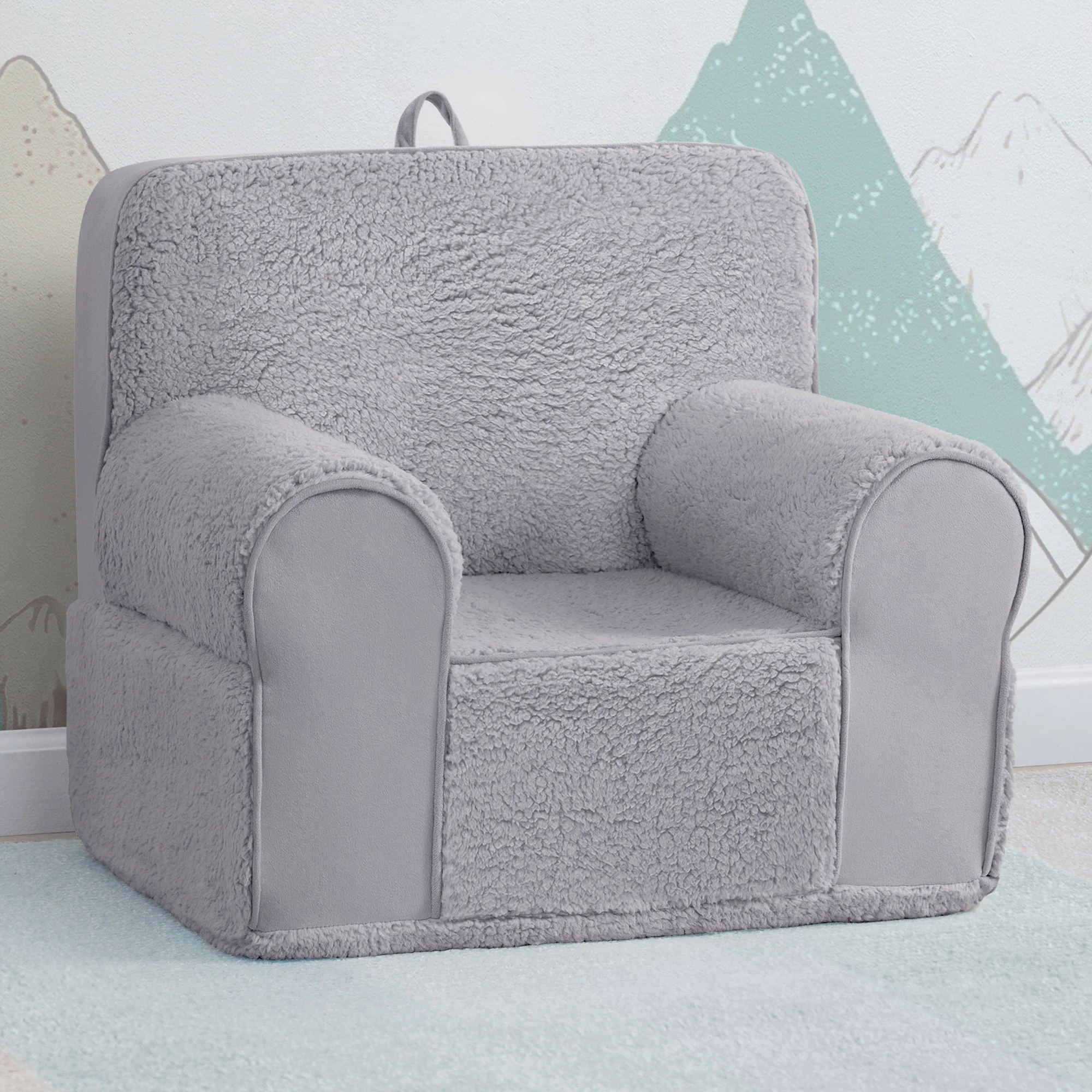 Deluxe Cozee Sherpa and Suede Chair for Kids - Image 6